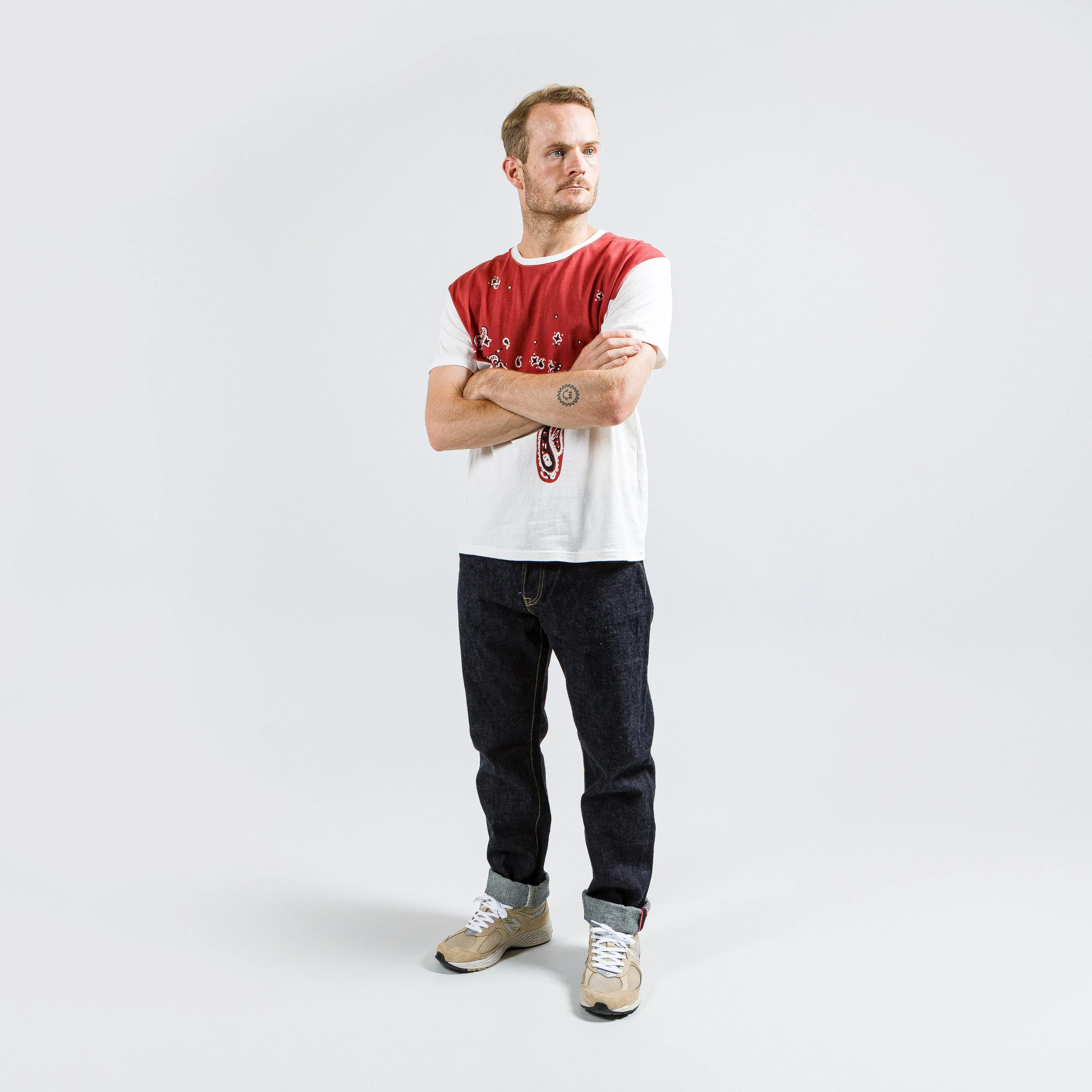 KAPITAL 20/-Jersey Crew T (TOROTORO BANDANA) - Red