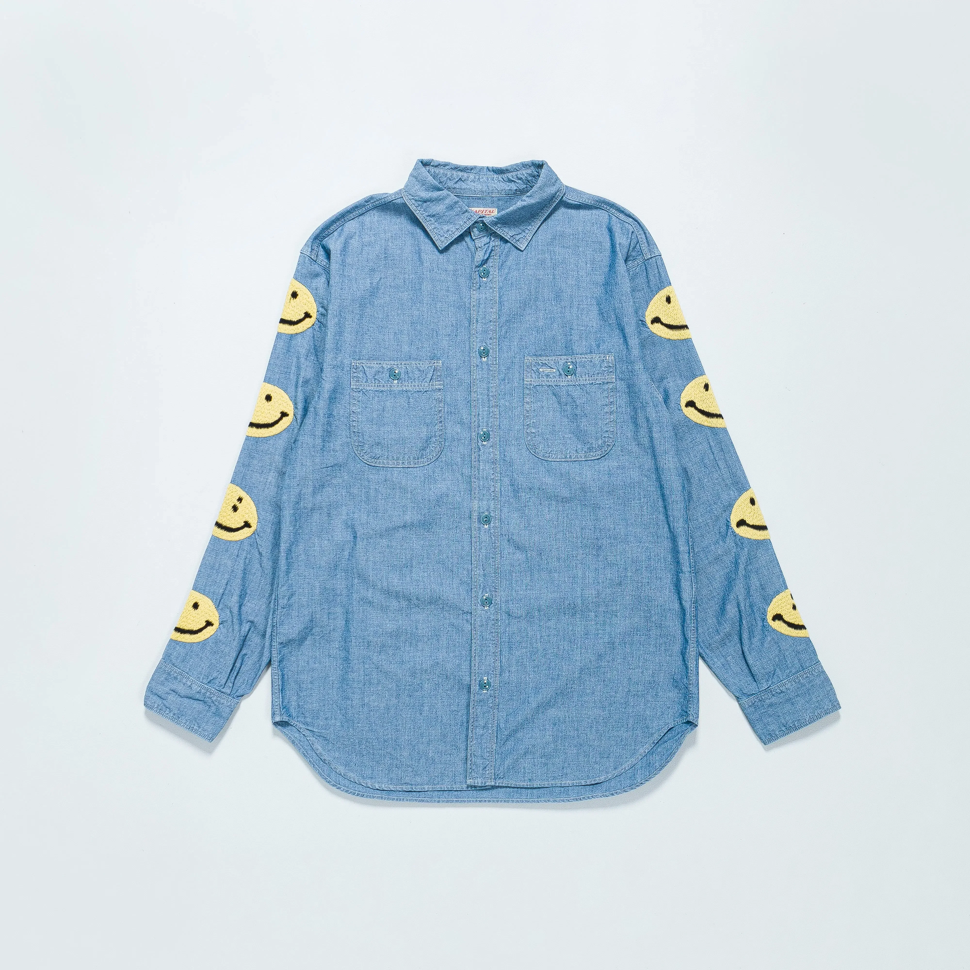 KAPITAL Chambray Work Shirt (Smile) - Sax