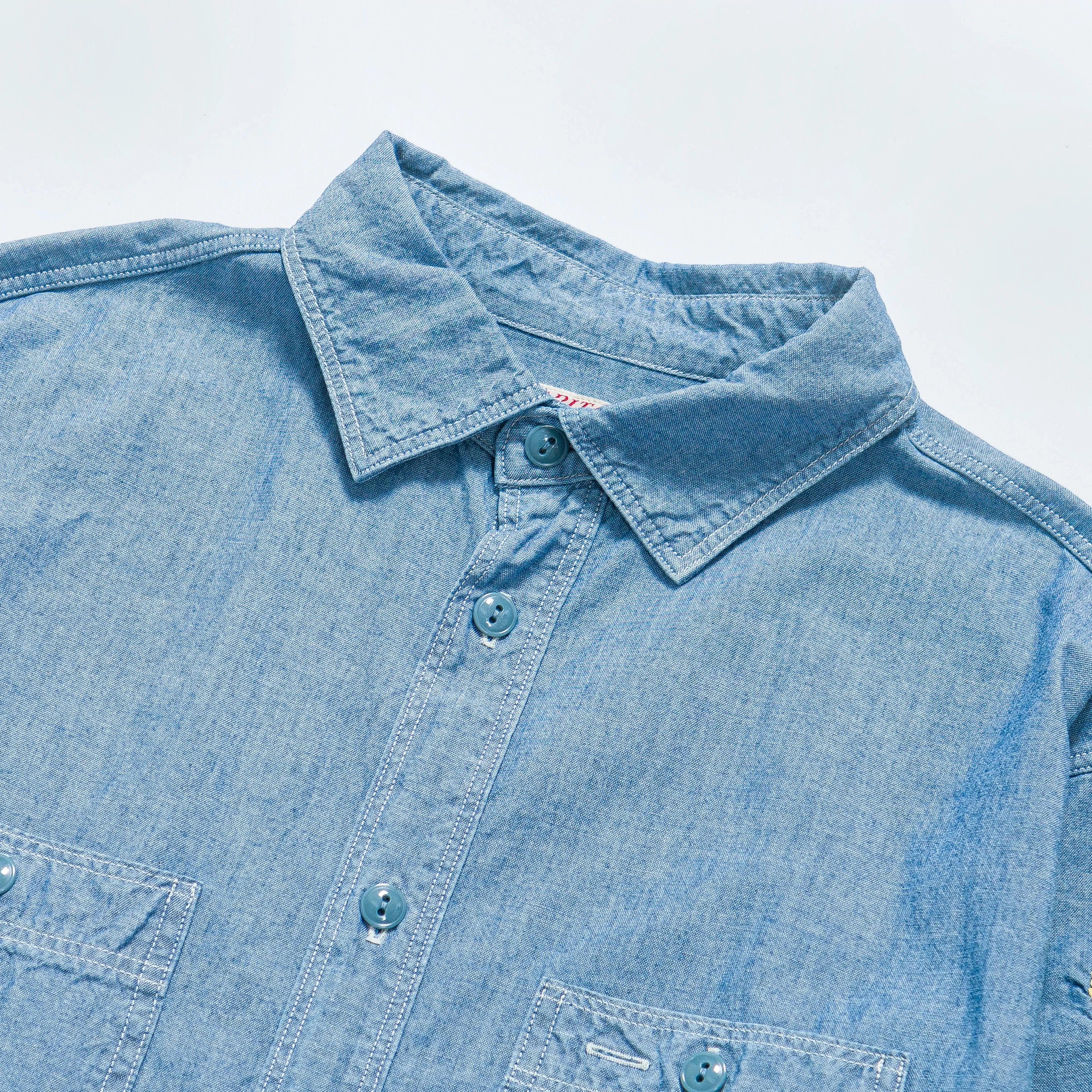 KAPITAL Chambray Work Shirt (Smile) - Sax