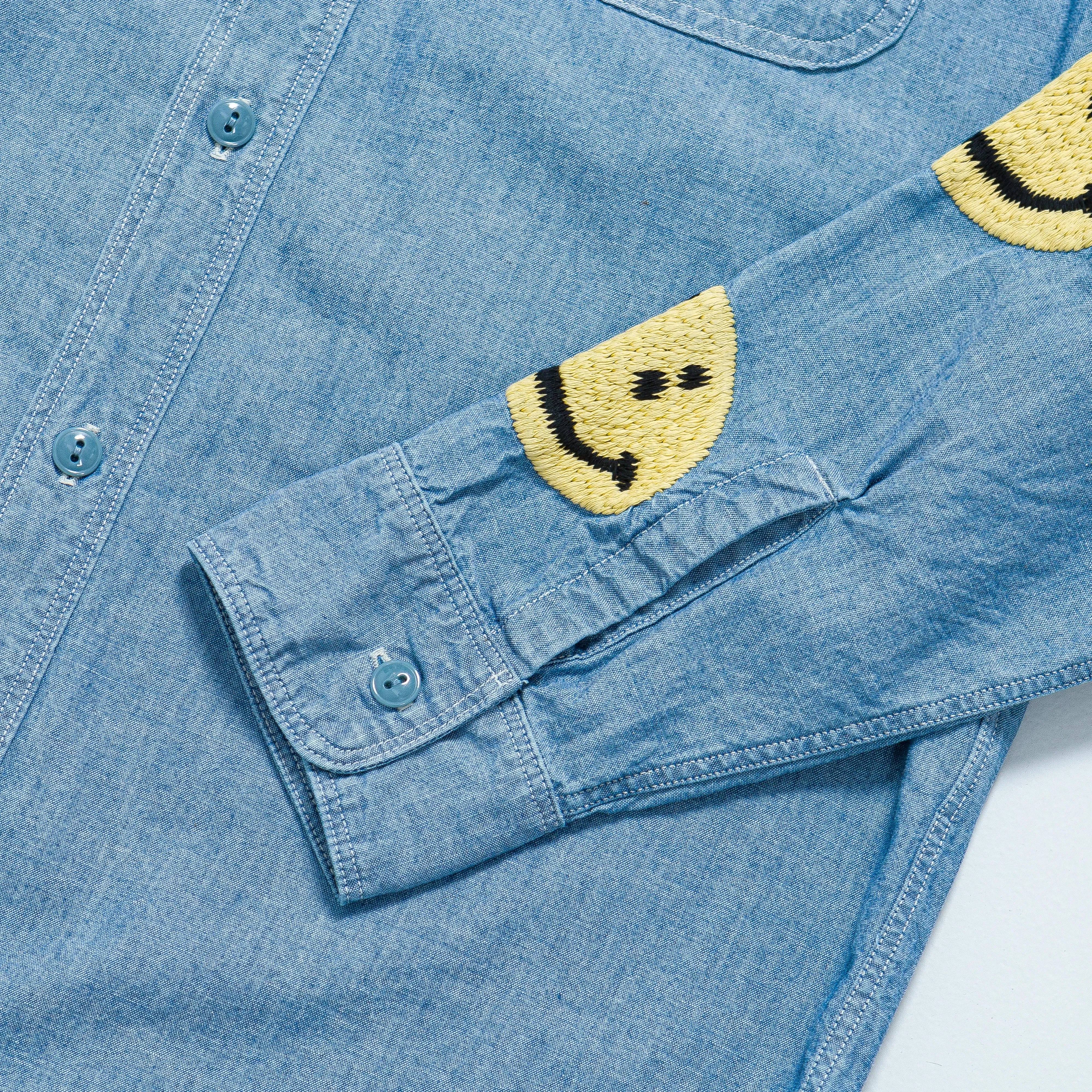 KAPITAL Chambray Work Shirt (Smile) - Sax