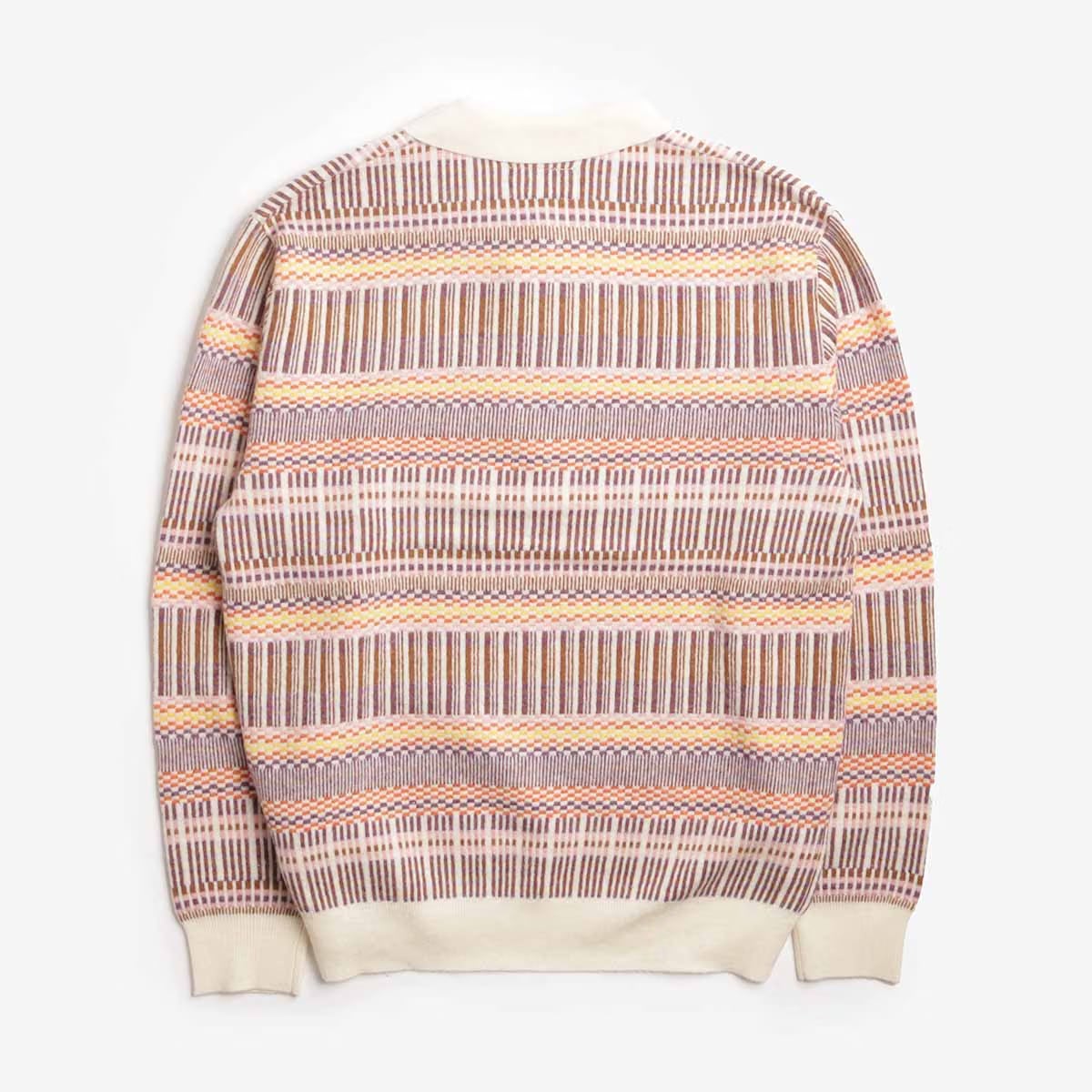 Beams Plus Half Zip Jacquard Knit Polo Shirt