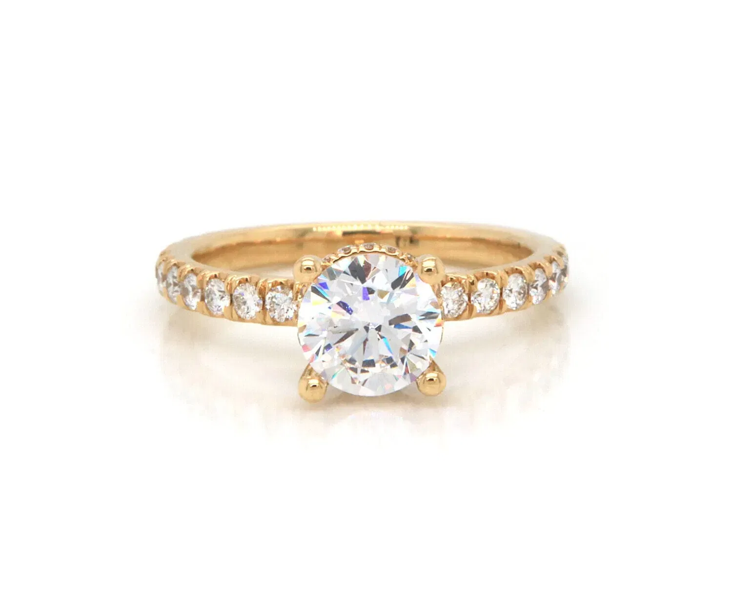 Gabriel & Co. New Gabriel & Co. 0.54ctw Diamond Under Halo Semi Mount Ring in 14K