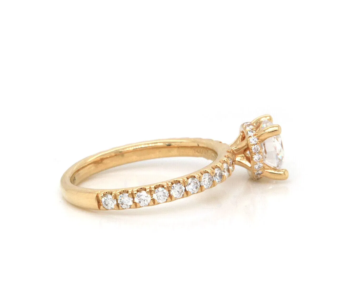 Gabriel & Co. New Gabriel & Co. 0.54ctw Diamond Under Halo Semi Mount Ring in 14K