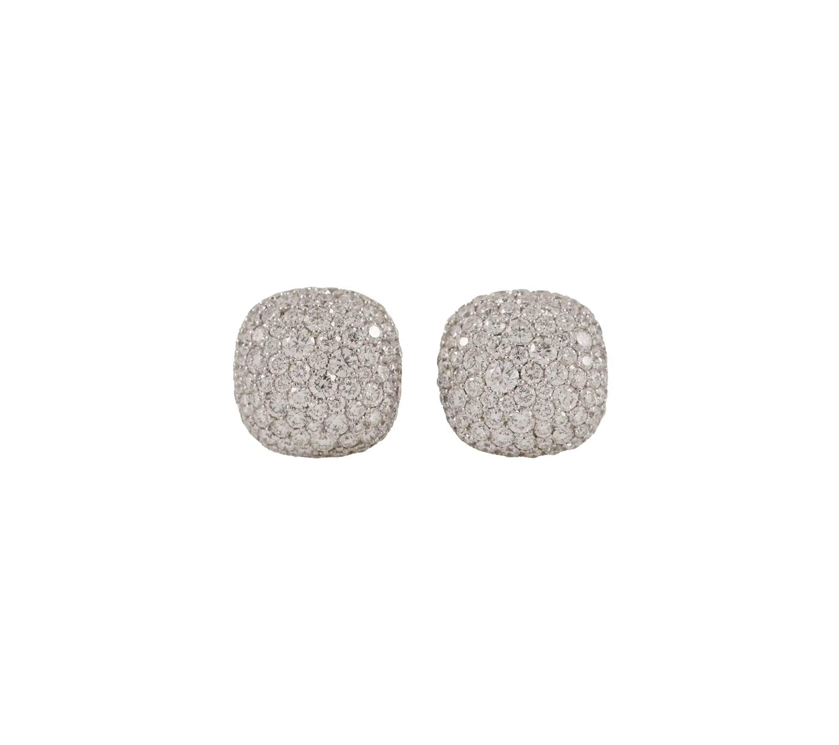 David Yurman 1.35ctw Pave Diamond Cushion Stud Earrings in 18K W/Box