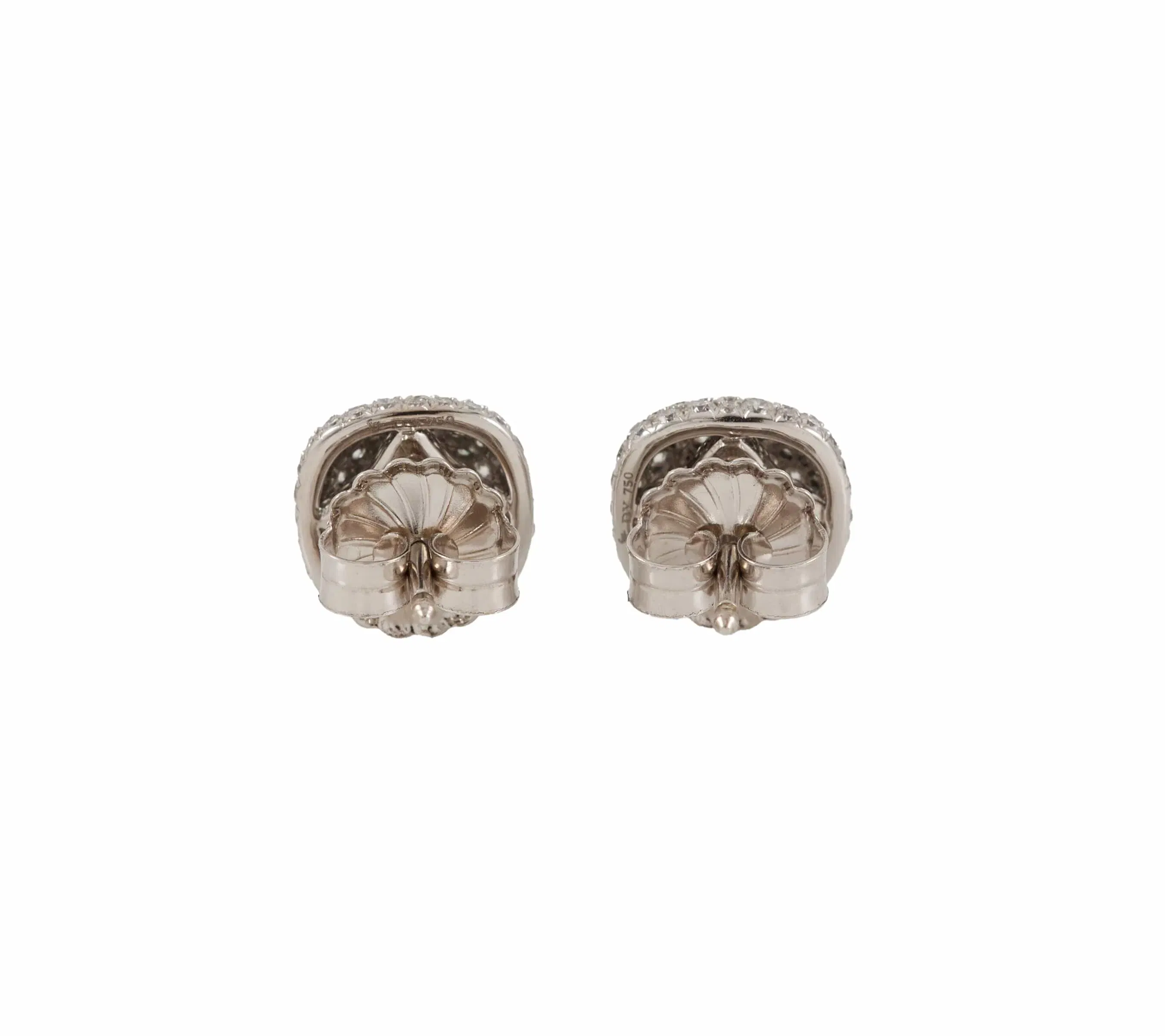 David Yurman 1.35ctw Pave Diamond Cushion Stud Earrings in 18K W/Box