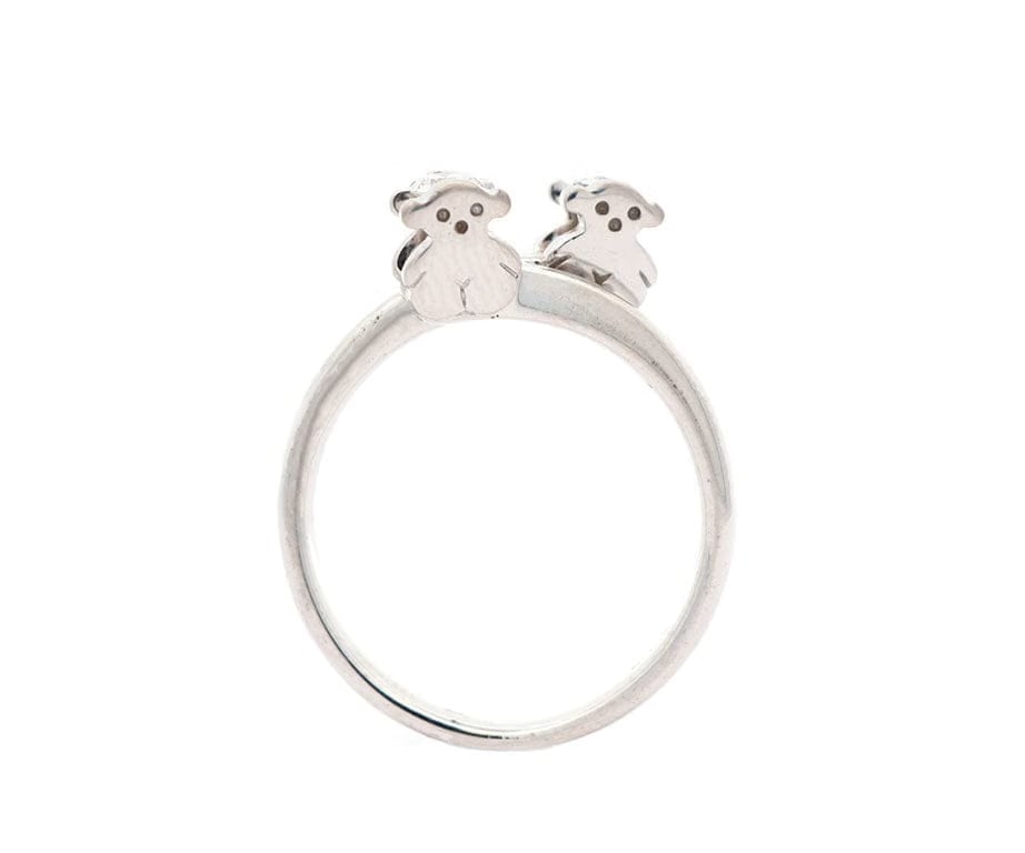 Tous 0.18ctw Diamond Two Stone Bear Design Bypass Ring in 18K