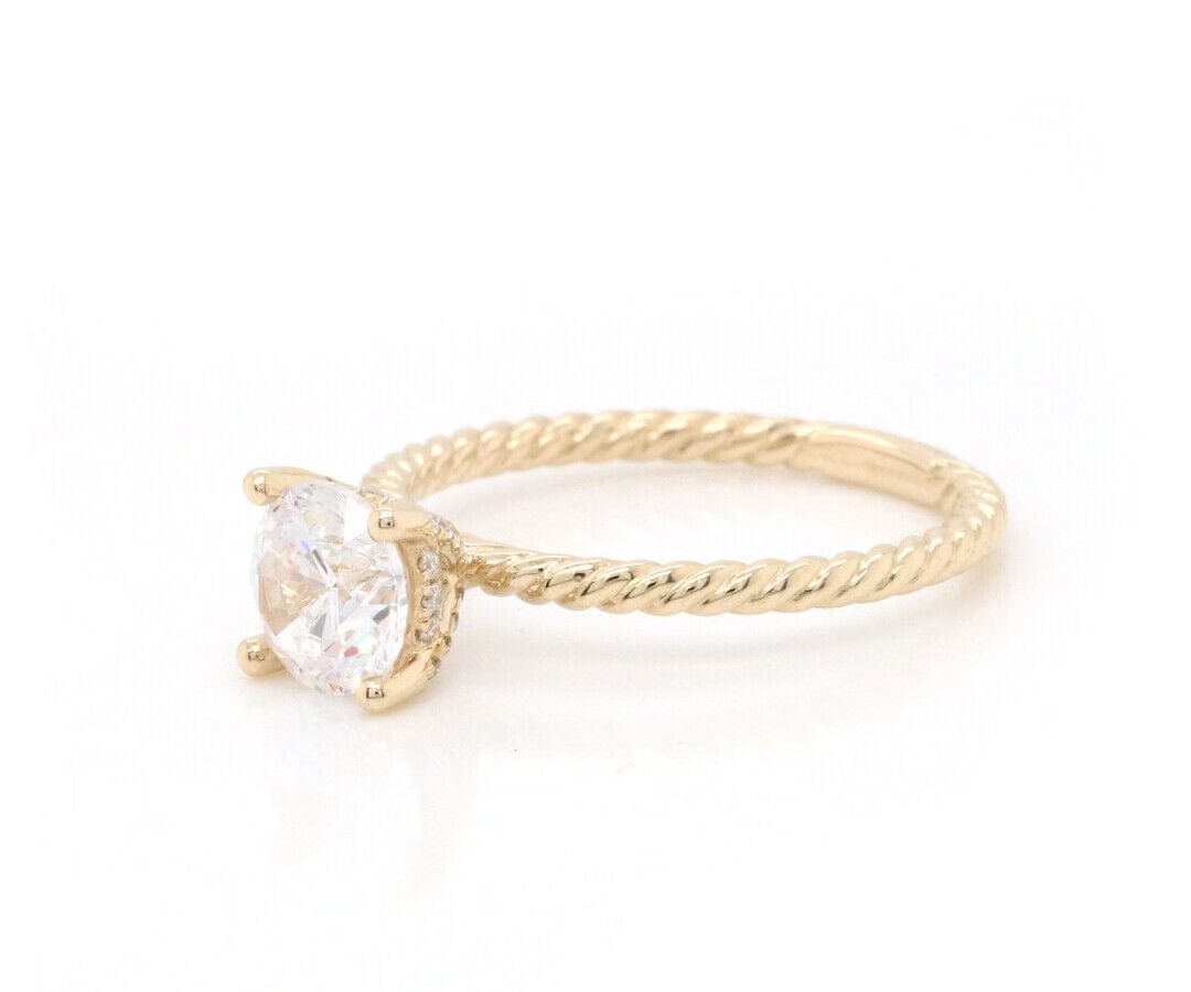 Gabriel & Co. New Gabriel & Co. 0.11ctw Diamond Underhalo Semi Mount Ring in 14K