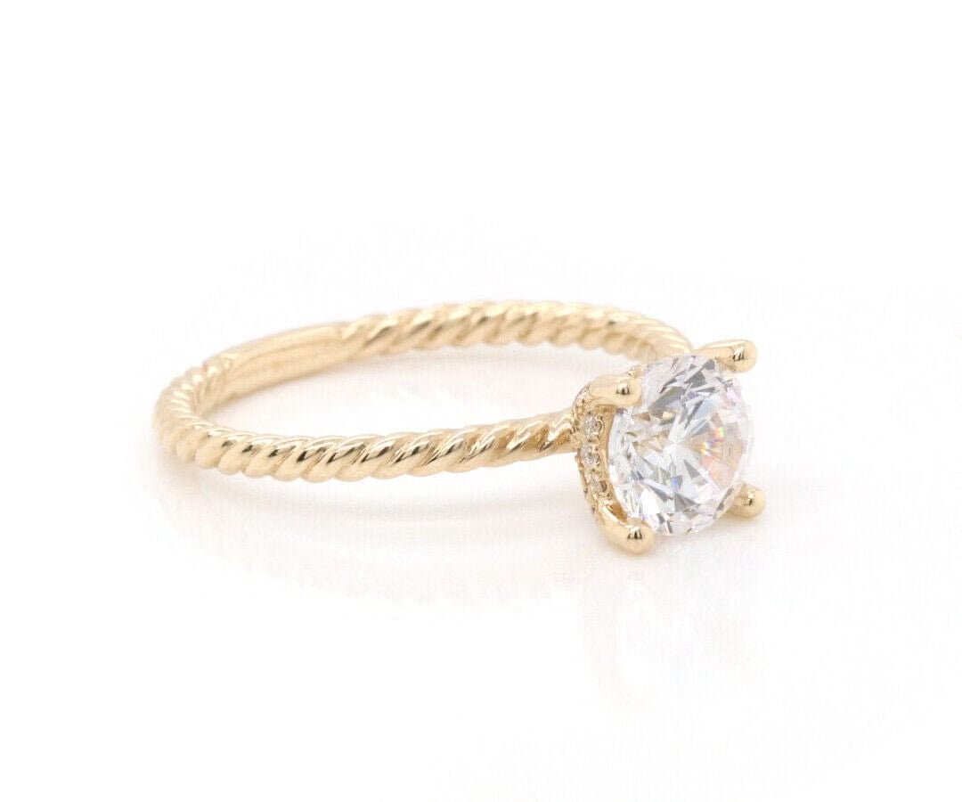 Gabriel & Co. New Gabriel & Co. 0.11ctw Diamond Underhalo Semi Mount Ring in 14K