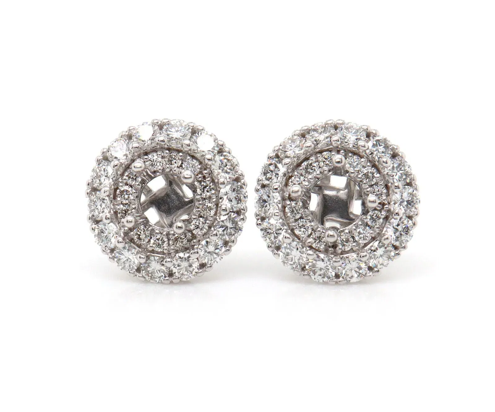 Gabriel & Co. New Gabriel & Co. 1.01ctw Diamond Double Halo Semi Mount Stud Earrings in 14K