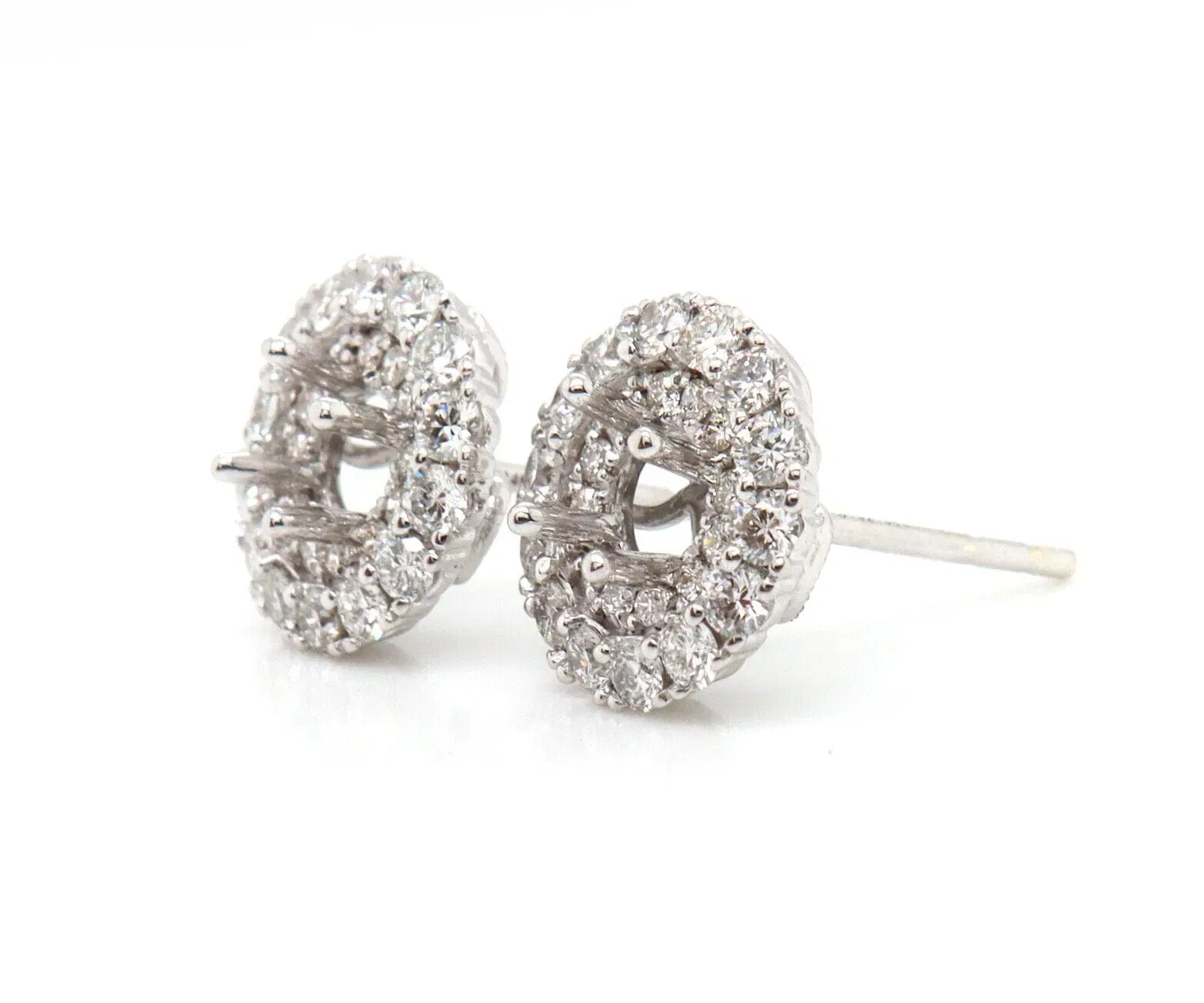 Gabriel & Co. New Gabriel & Co. 1.01ctw Diamond Double Halo Semi Mount Stud Earrings in 14K