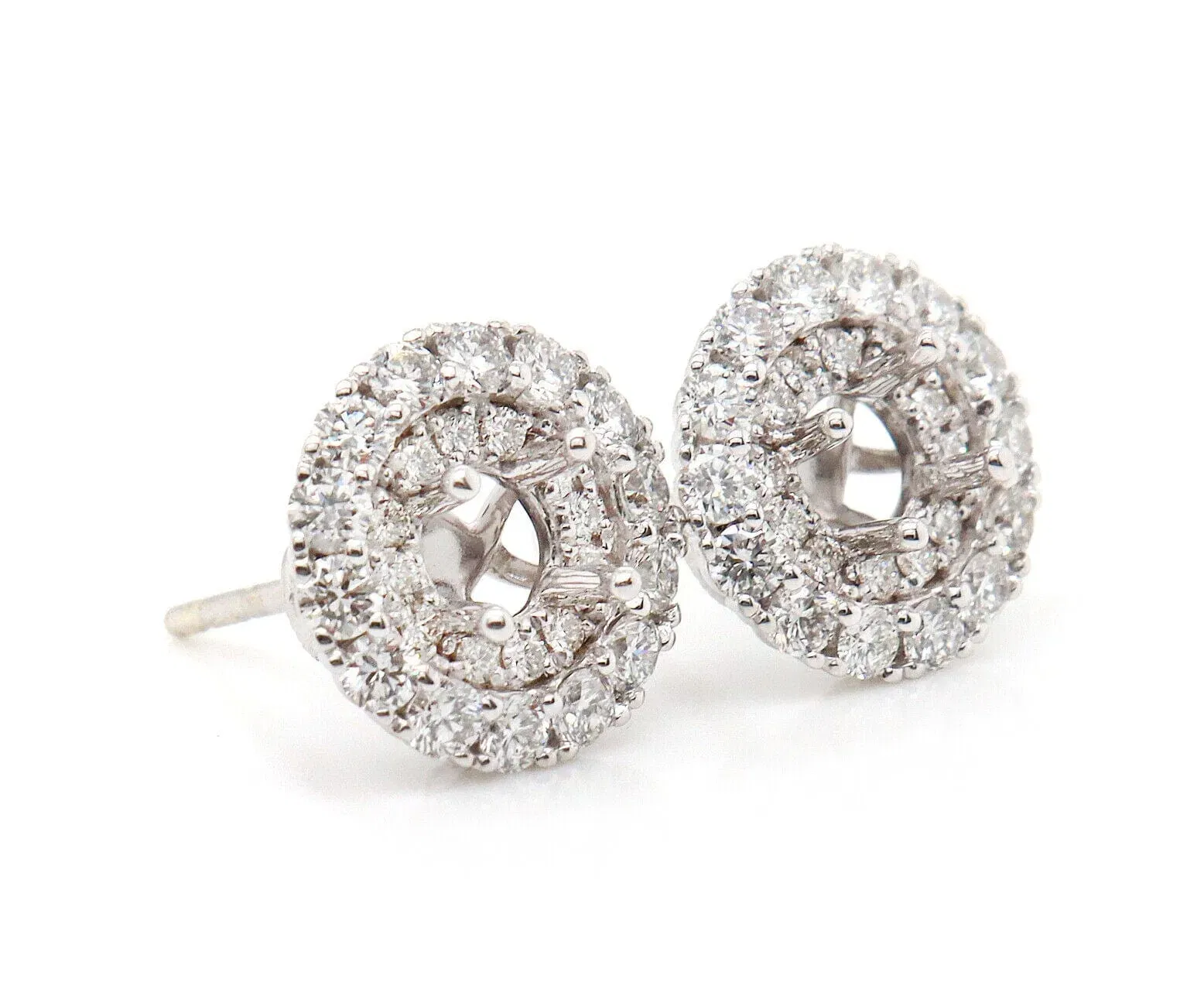 Gabriel & Co. New Gabriel & Co. 1.01ctw Diamond Double Halo Semi Mount Stud Earrings in 14K