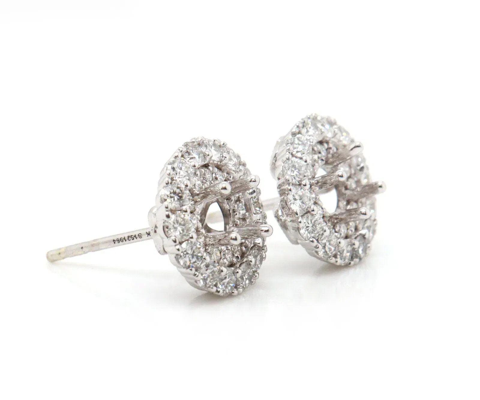 Gabriel & Co. New Gabriel & Co. 1.01ctw Diamond Double Halo Semi Mount Stud Earrings in 14K