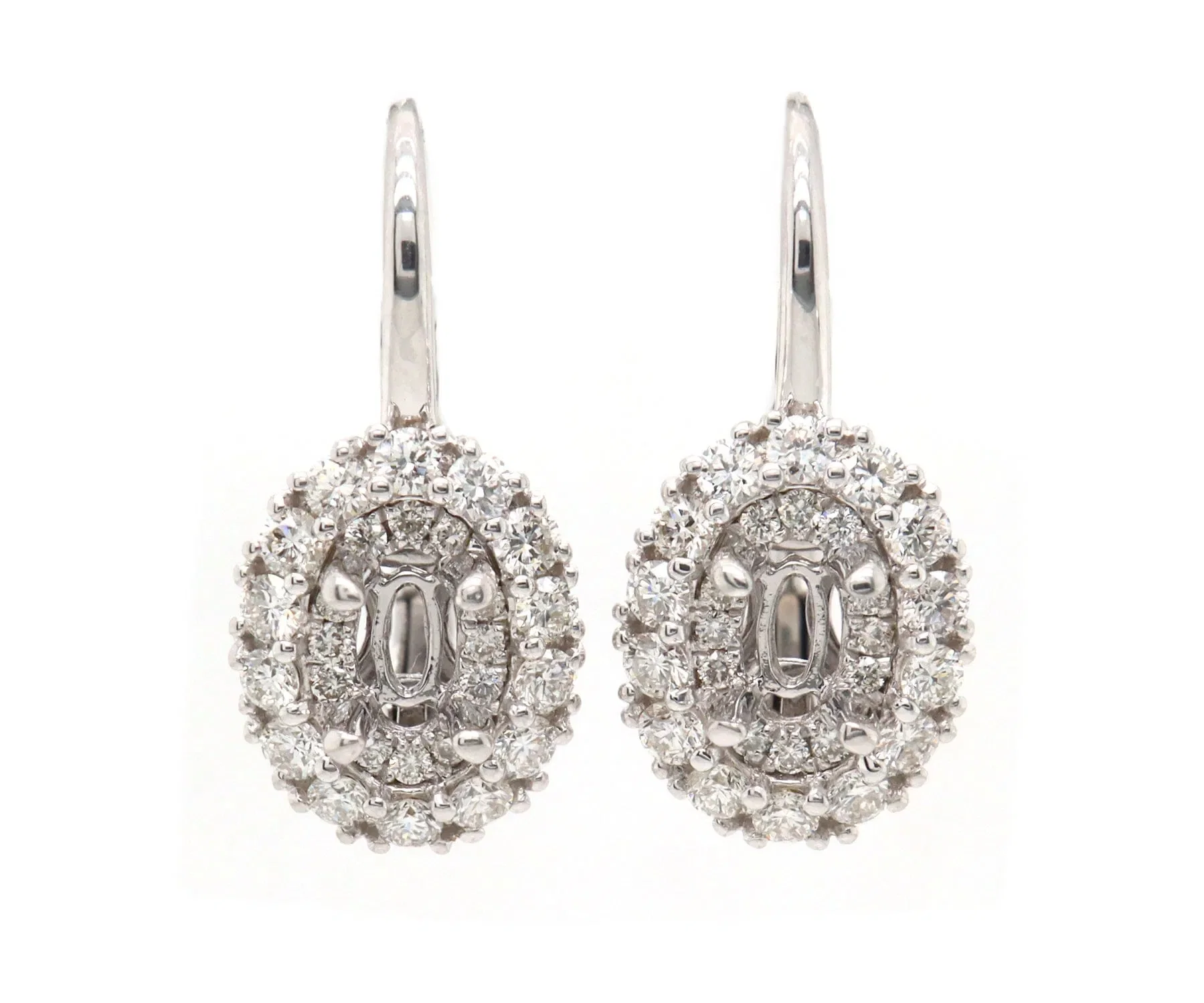 Gabriel & Co. New Gabriel & Co. 0.71ctw Diamond Oval Semi Mount Earrings in 14K