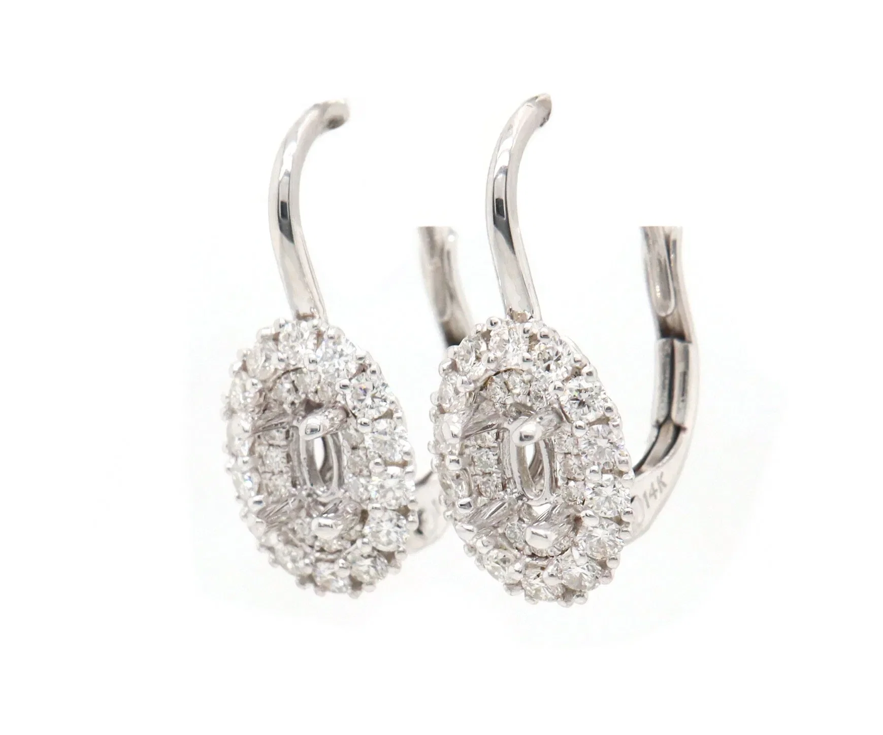 Gabriel & Co. New Gabriel & Co. 0.71ctw Diamond Oval Semi Mount Earrings in 14K