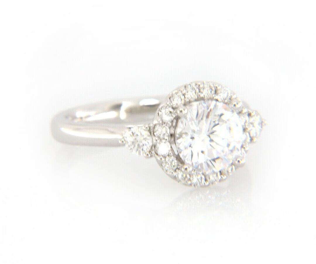 Gabriel & Co. New Gabriel & Co. 0.52ctw Halo Three Stone Semi Mount Ring in 14K