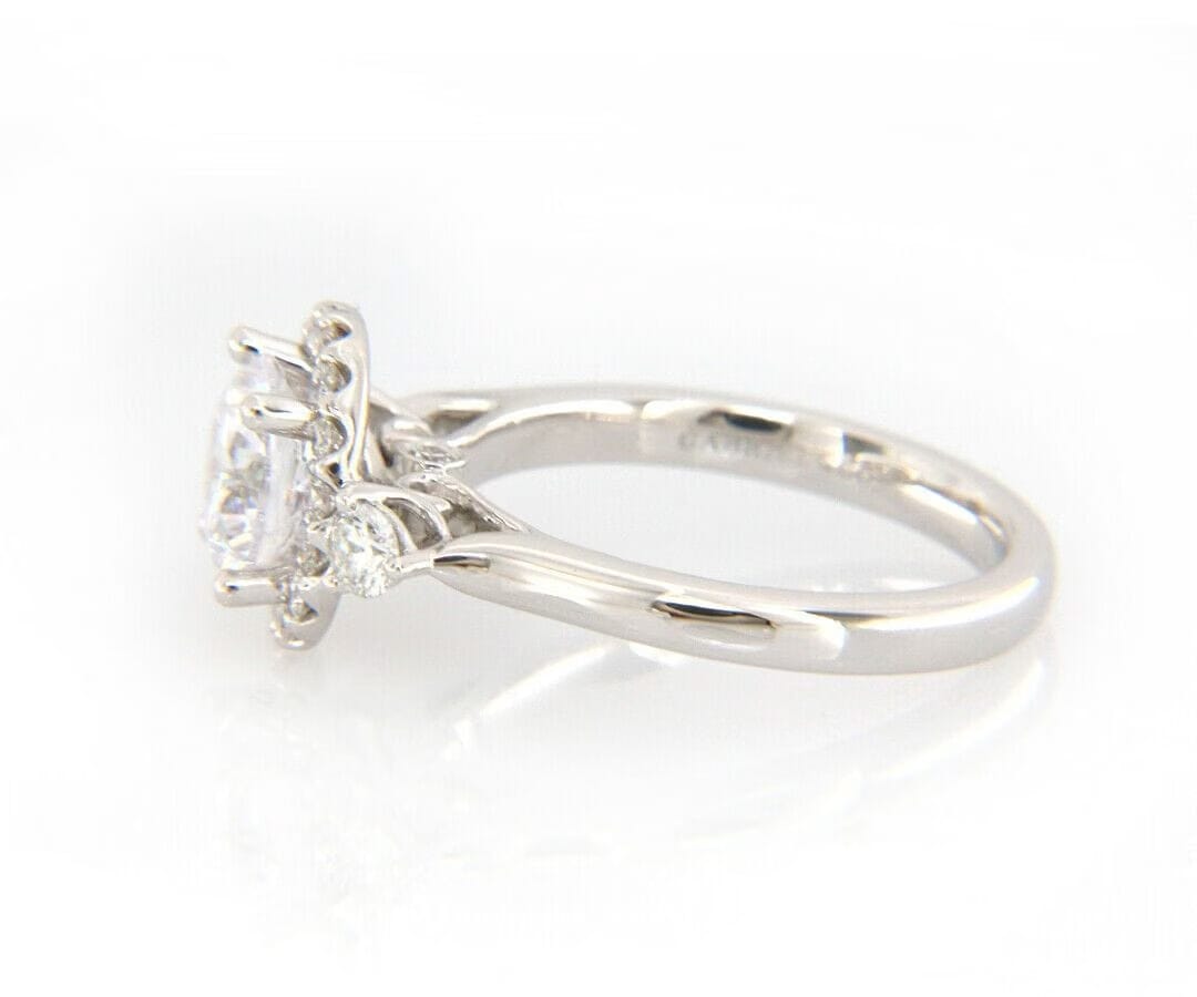 Gabriel & Co. New Gabriel & Co. 0.52ctw Halo Three Stone Semi Mount Ring in 14K