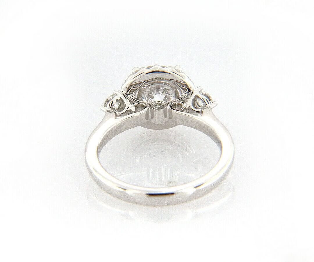 Gabriel & Co. New Gabriel & Co. 0.52ctw Halo Three Stone Semi Mount Ring in 14K