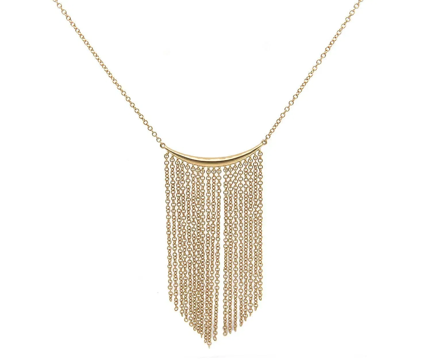 Gabriel & Co. New Gabriel & Co. Curved Bar Multi Strand Fringe Necklace in 14K