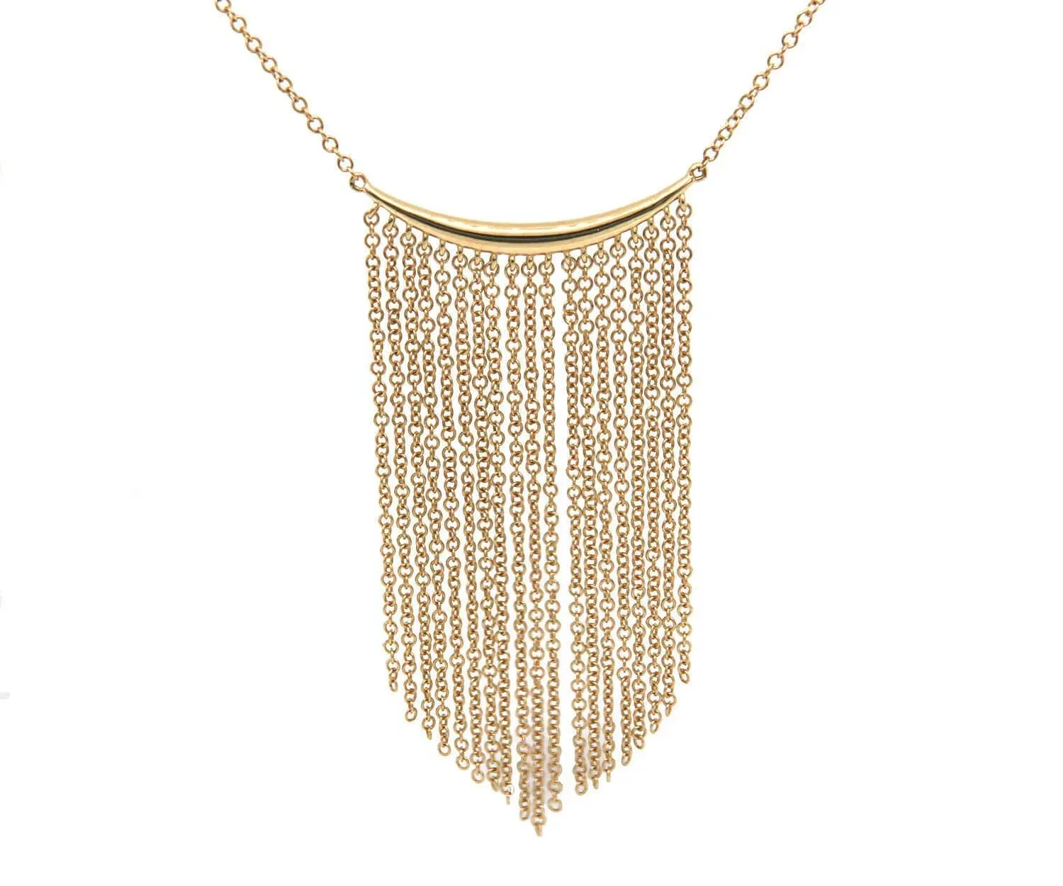 Gabriel & Co. New Gabriel & Co. Curved Bar Multi Strand Fringe Necklace in 14K