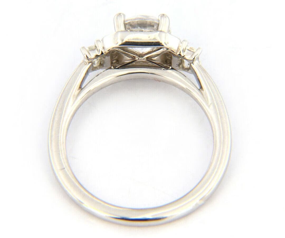 Gabriel & Co. New Gabriel & Co. Art Deco Octagonal Three Stone Halo Semi Mount Ring in 14K