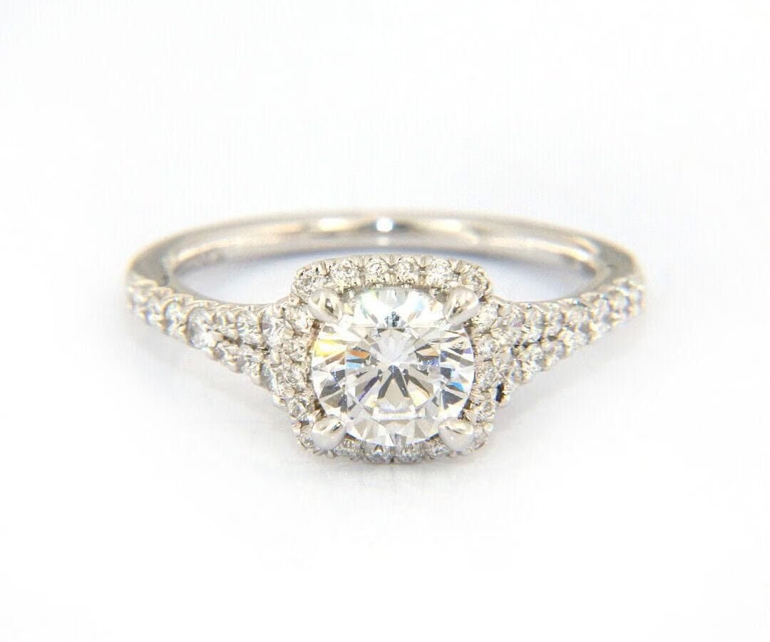 Gabriel & Co. New Gabriel & Co. Halo Double Row Semi Mount Ring in 18kt