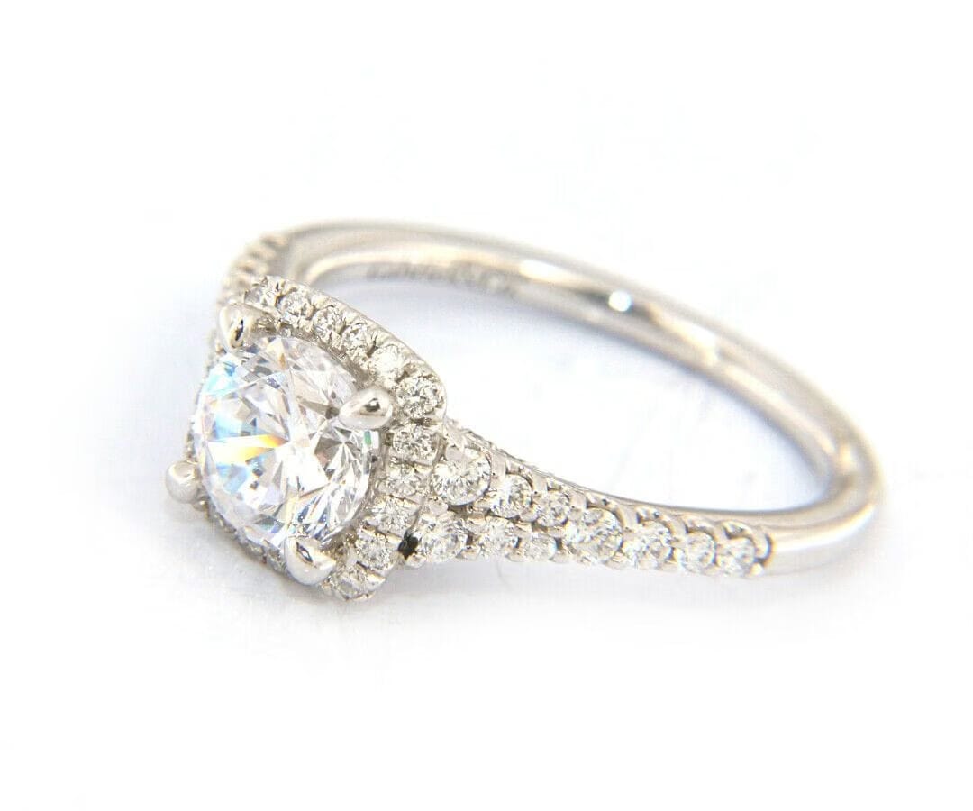 Gabriel & Co. New Gabriel & Co. Halo Double Row Semi Mount Ring in 18kt