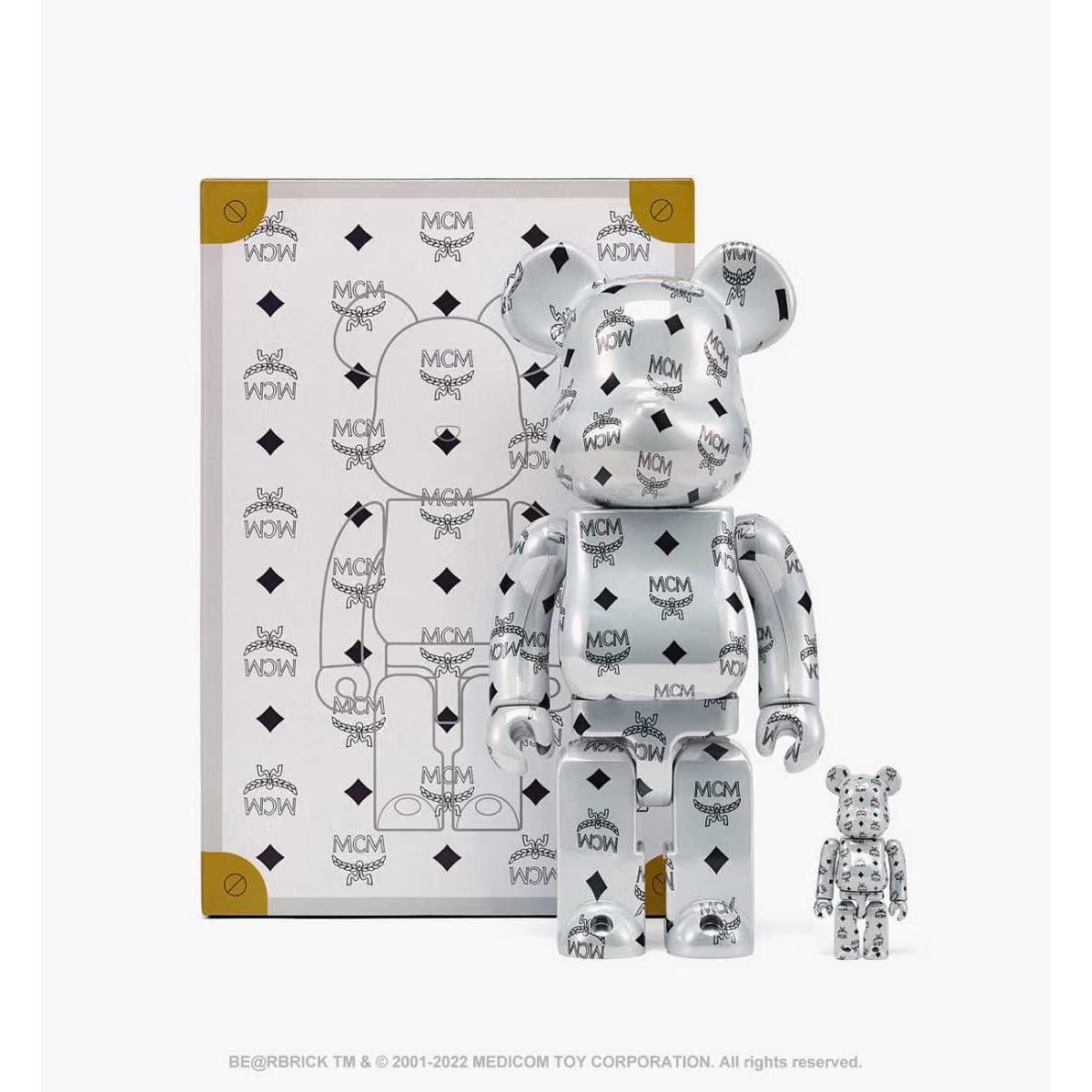 Medicom BE@RBRICK MCM WHITE CHROME Ver 100% 400% MEDICOM TOY 2022 Hobby Limited Edition