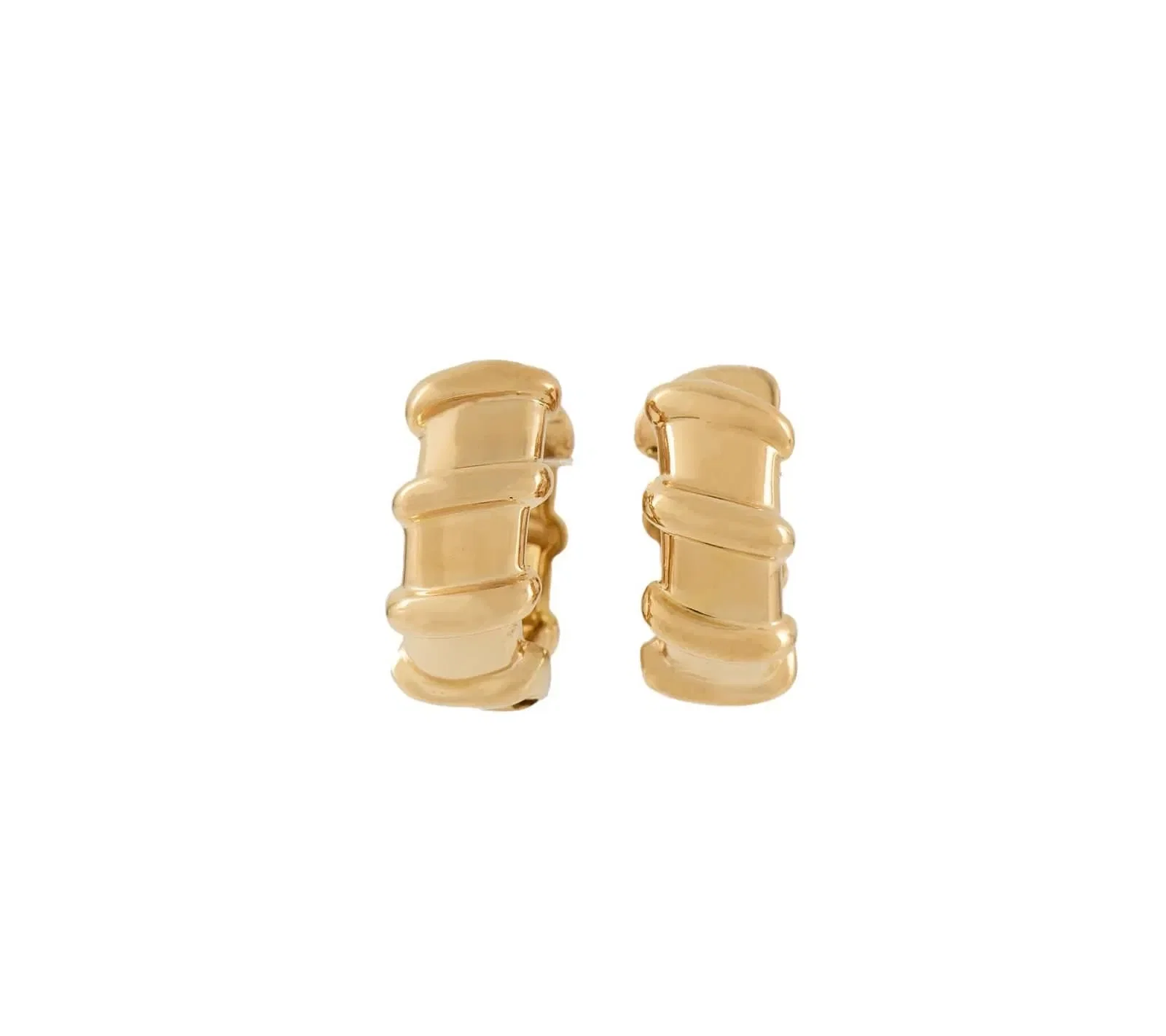 Roberto Coin Nabucco Polished Triple Ridged Hoop Earrings in 18K