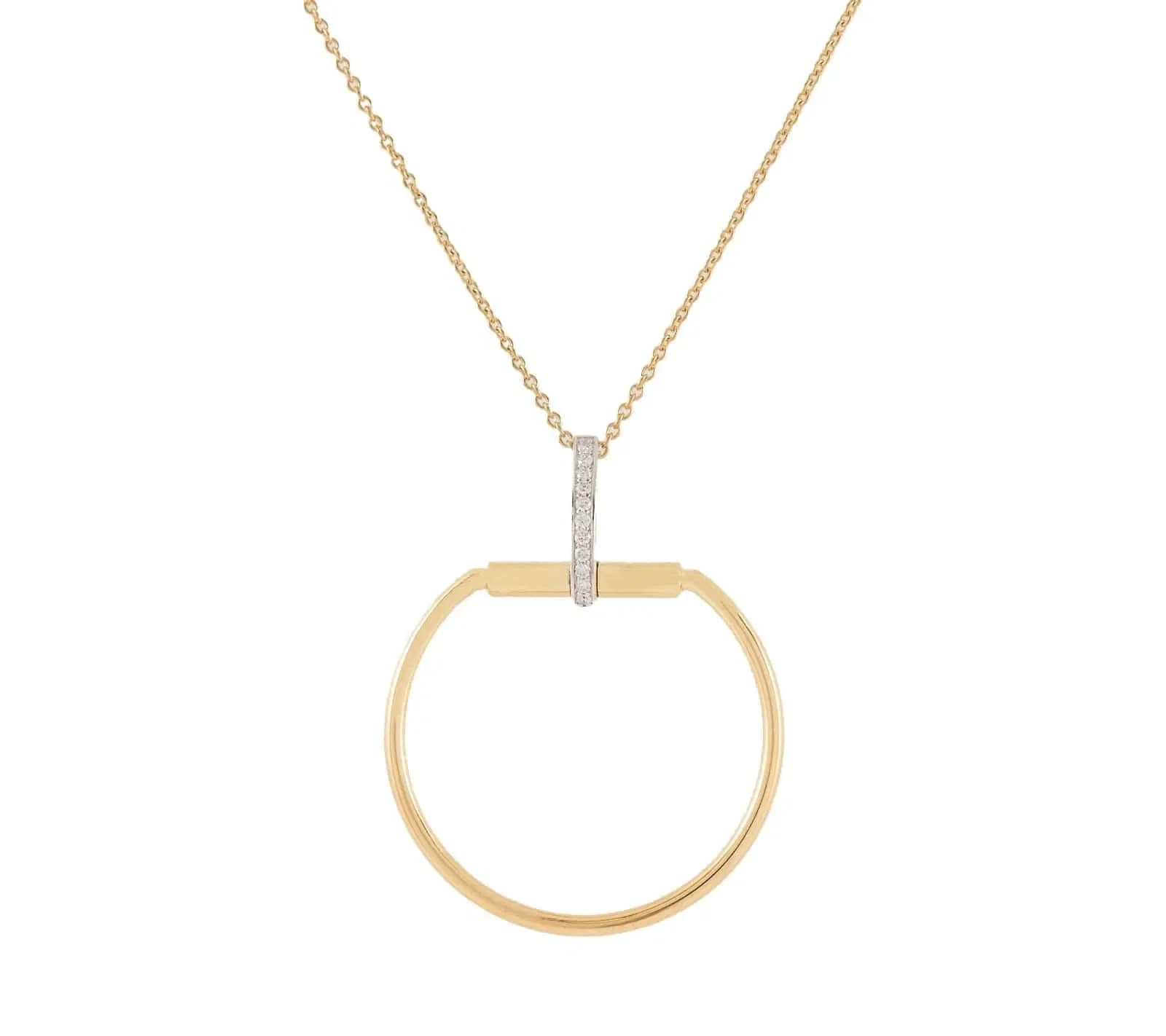 Roberto Coin 0.10ctw Diamond Classic Parisienne Stirrup Pendant Necklace in 18K
