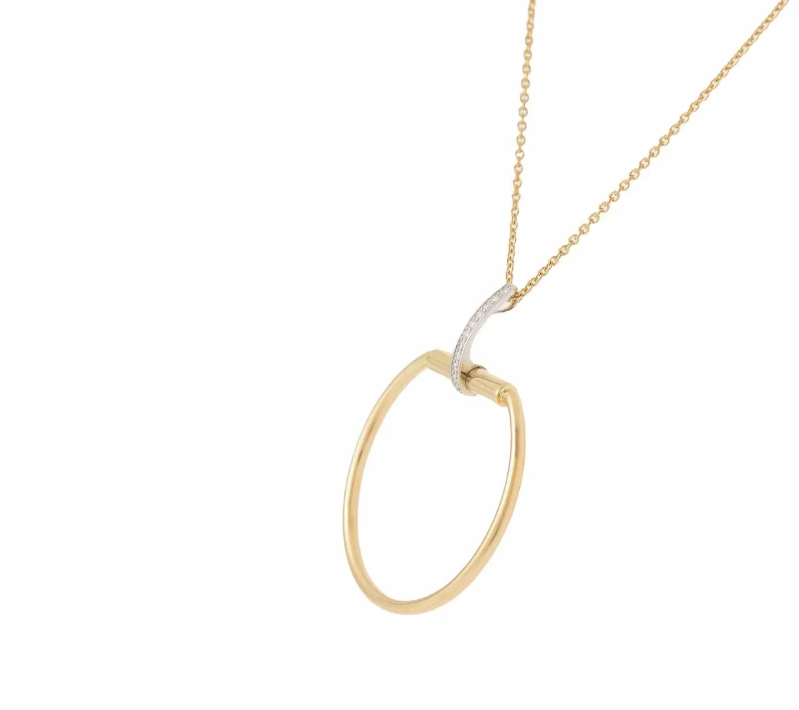 Roberto Coin 0.10ctw Diamond Classic Parisienne Stirrup Pendant Necklace in 18K