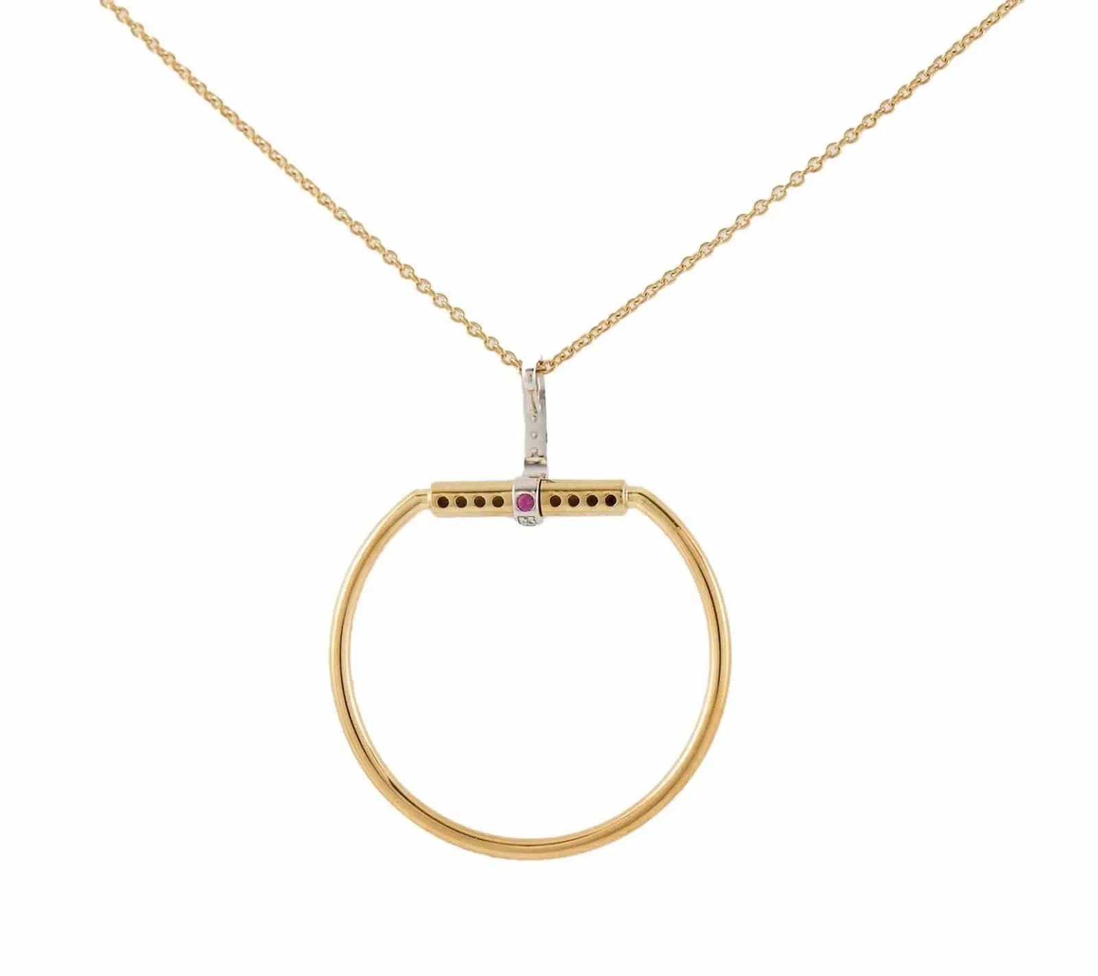 Roberto Coin 0.10ctw Diamond Classic Parisienne Stirrup Pendant Necklace in 18K