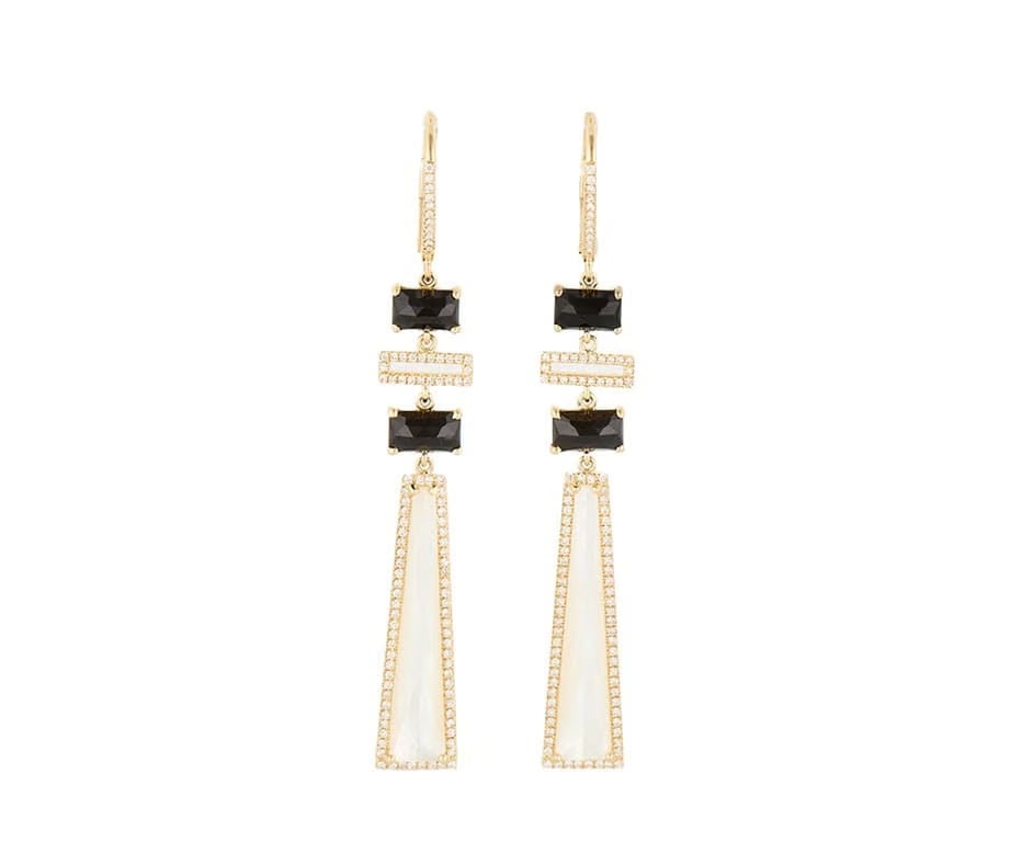 Doves By Doron Paloma New Doves by Doron Paloma White MOP Black Onyx0.44ctw Diamond Dangle Earrings 14K
