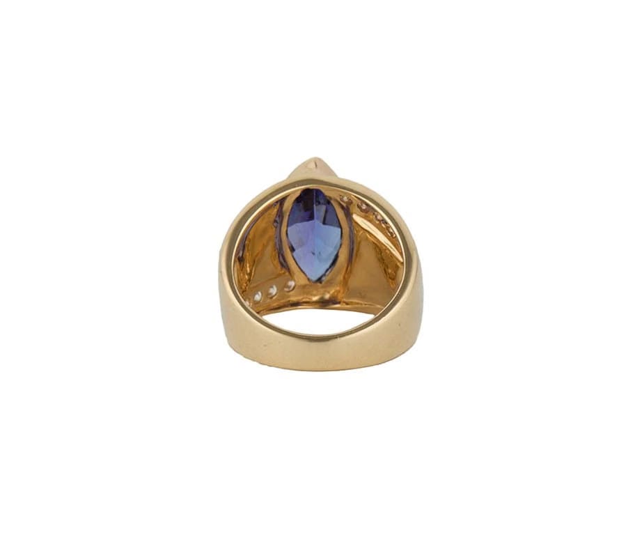 Kabana Tanzanite Opal Inlay and 0.30ctw Diamond Dome Ring in 18K