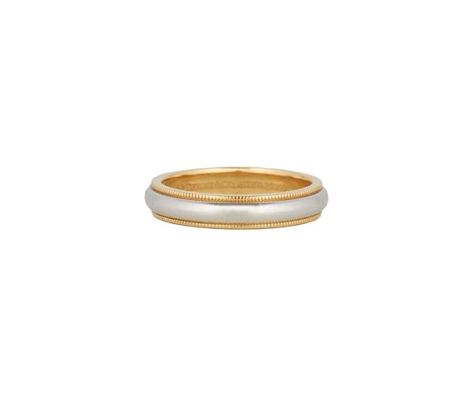 Tiffany & Co. 4.0MM Together Milgrain Wedding Band Ring in 18K and Platinum