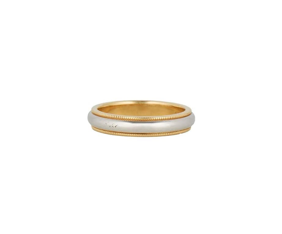 Tiffany & Co. 4.0MM Together Milgrain Wedding Band Ring in 18K and Platinum