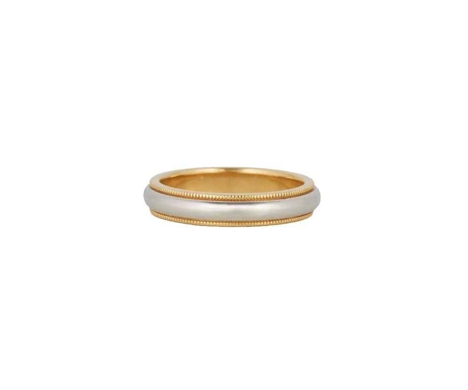 Tiffany & Co. 4.0MM Together Milgrain Wedding Band Ring in 18K and Platinum