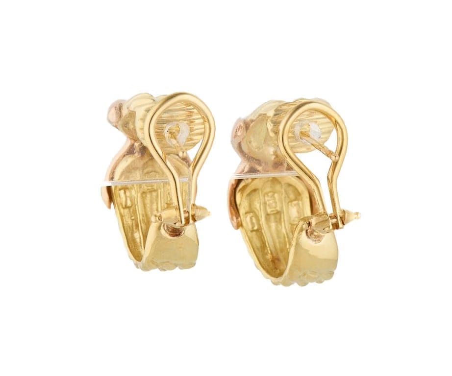 David Yurman Vintage David Yurman Cable X Two Tone Hoop Earrings in 18K