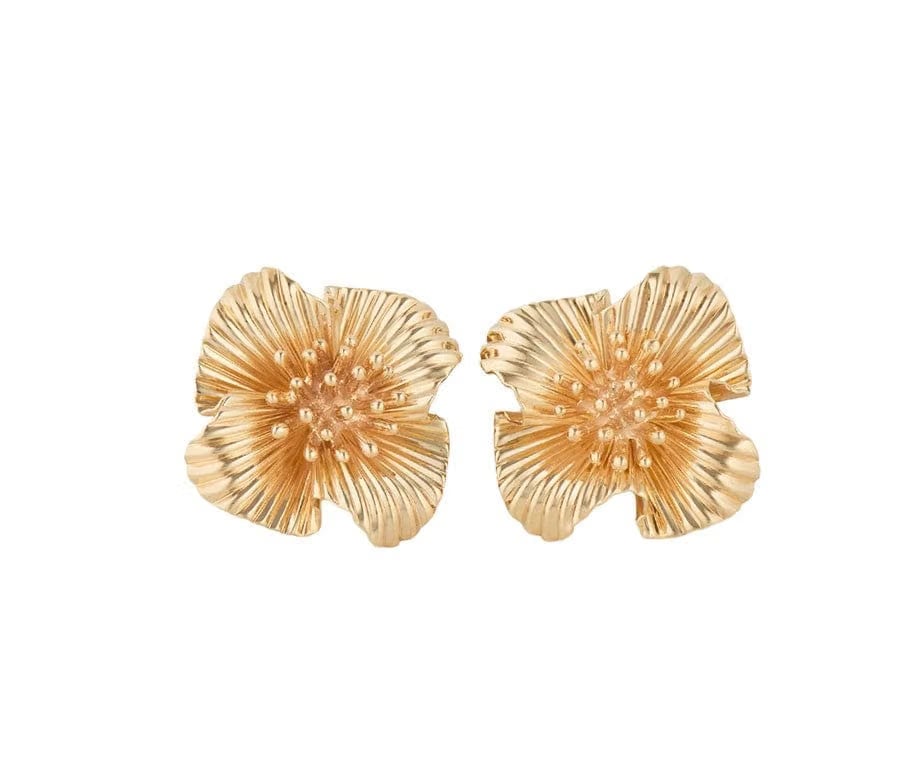 Tiffany & Co. Vintage Tiffany & Co. Flower Omega Back Earrings in 14K