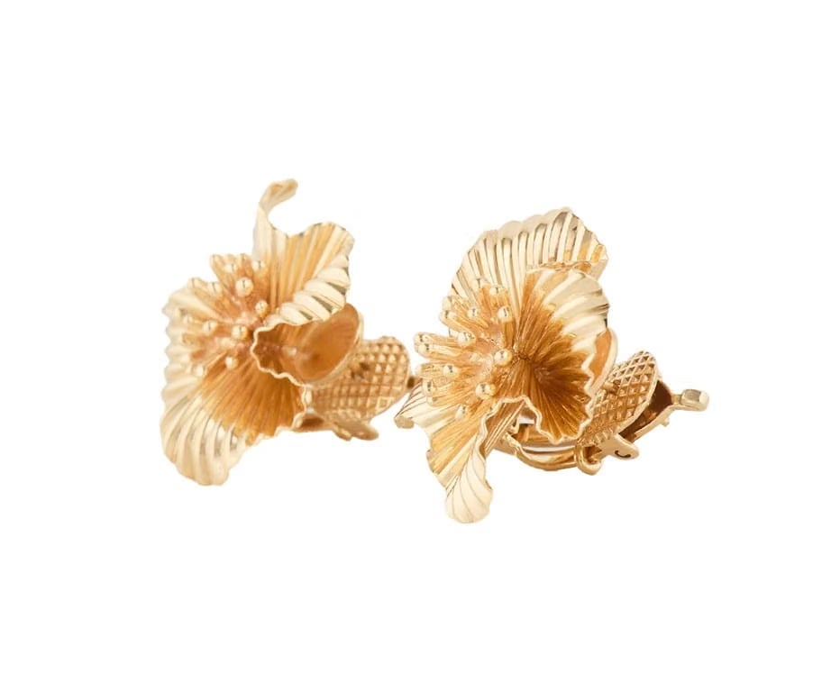 Tiffany & Co. Vintage Tiffany & Co. Flower Omega Back Earrings in 14K