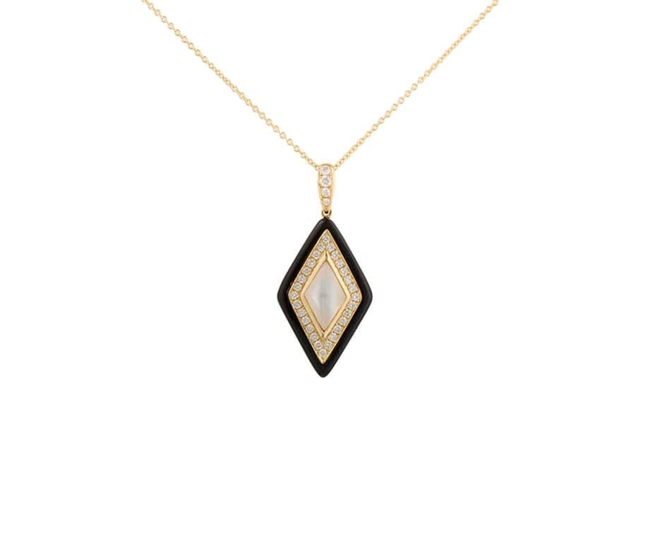 Doves By Doron Paloma New Doves by Doron Paloma Onyx Quartz MOP & 0.32ctw Diamond Pendant Necklace 18K