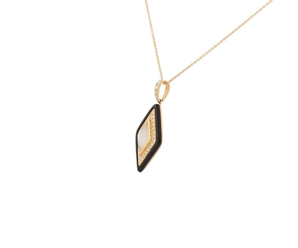 Doves By Doron Paloma New Doves by Doron Paloma Onyx Quartz MOP & 0.32ctw Diamond Pendant Necklace 18K
