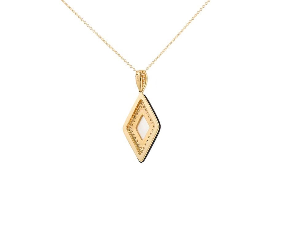 Doves By Doron Paloma New Doves by Doron Paloma Onyx Quartz MOP & 0.32ctw Diamond Pendant Necklace 18K
