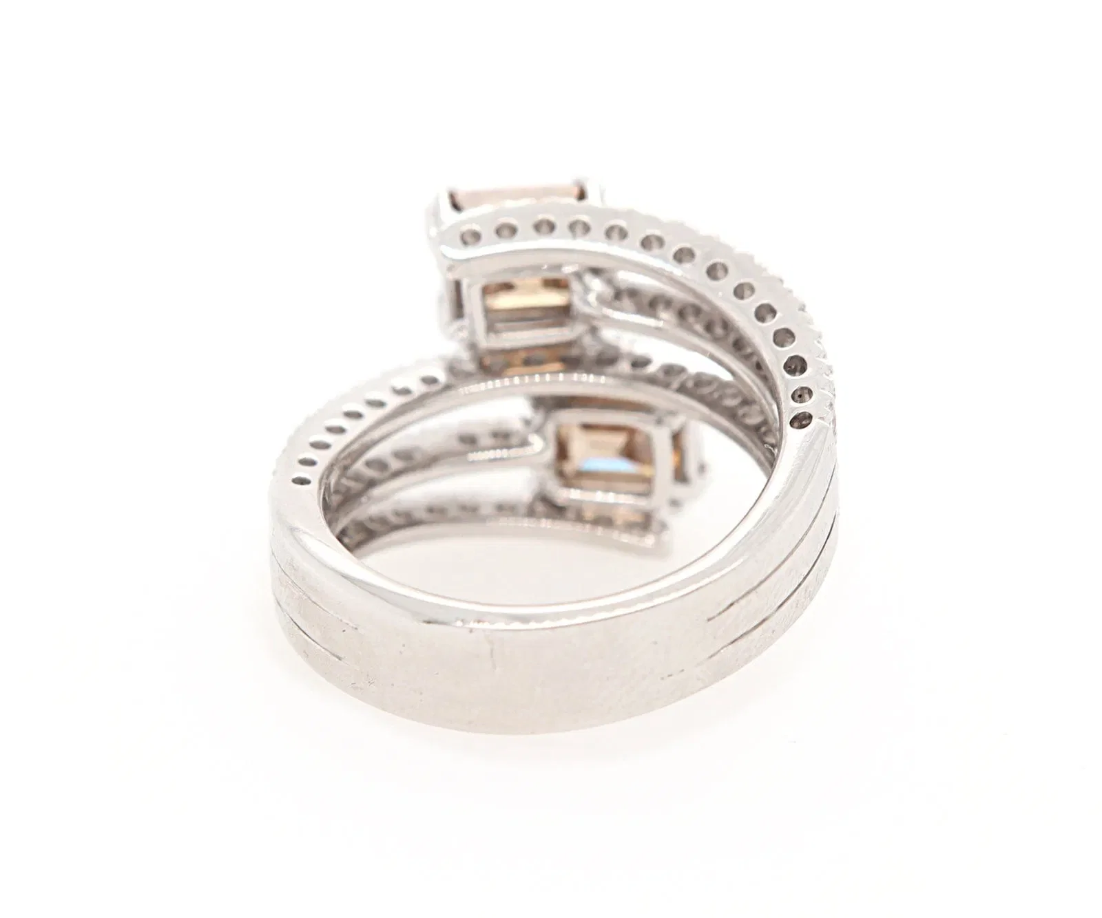 Leo Pizzo 4.10ctw Brown and White Diamond Bypass Ring in 18K W/Box