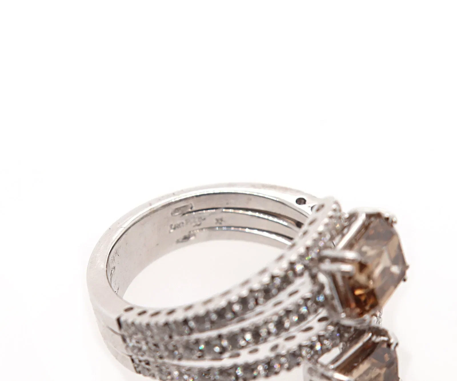 Leo Pizzo 4.10ctw Brown and White Diamond Bypass Ring in 18K W/Box