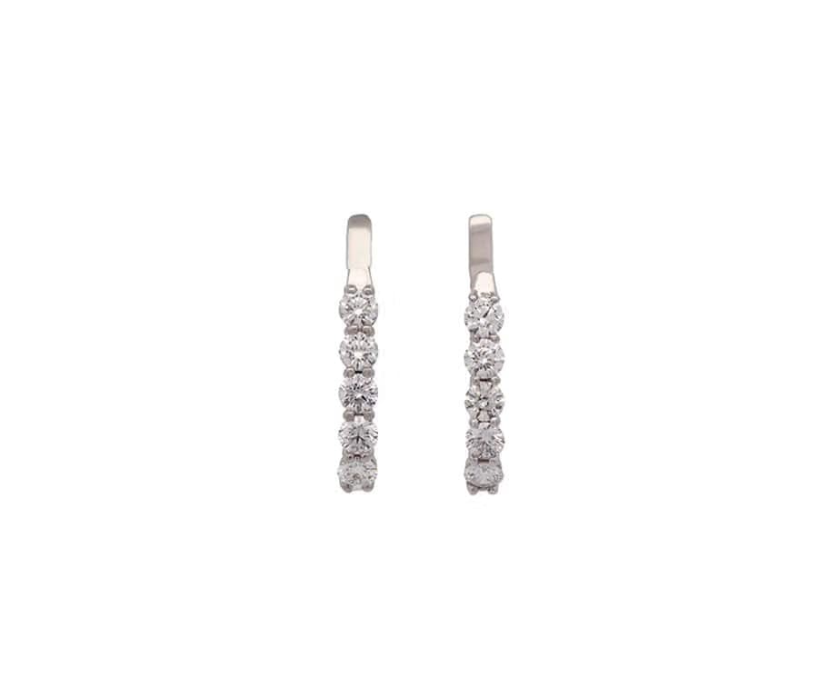 Sonia Bitton 0.80ctw Diamond Five Stone J Hoop Earrings in 14K