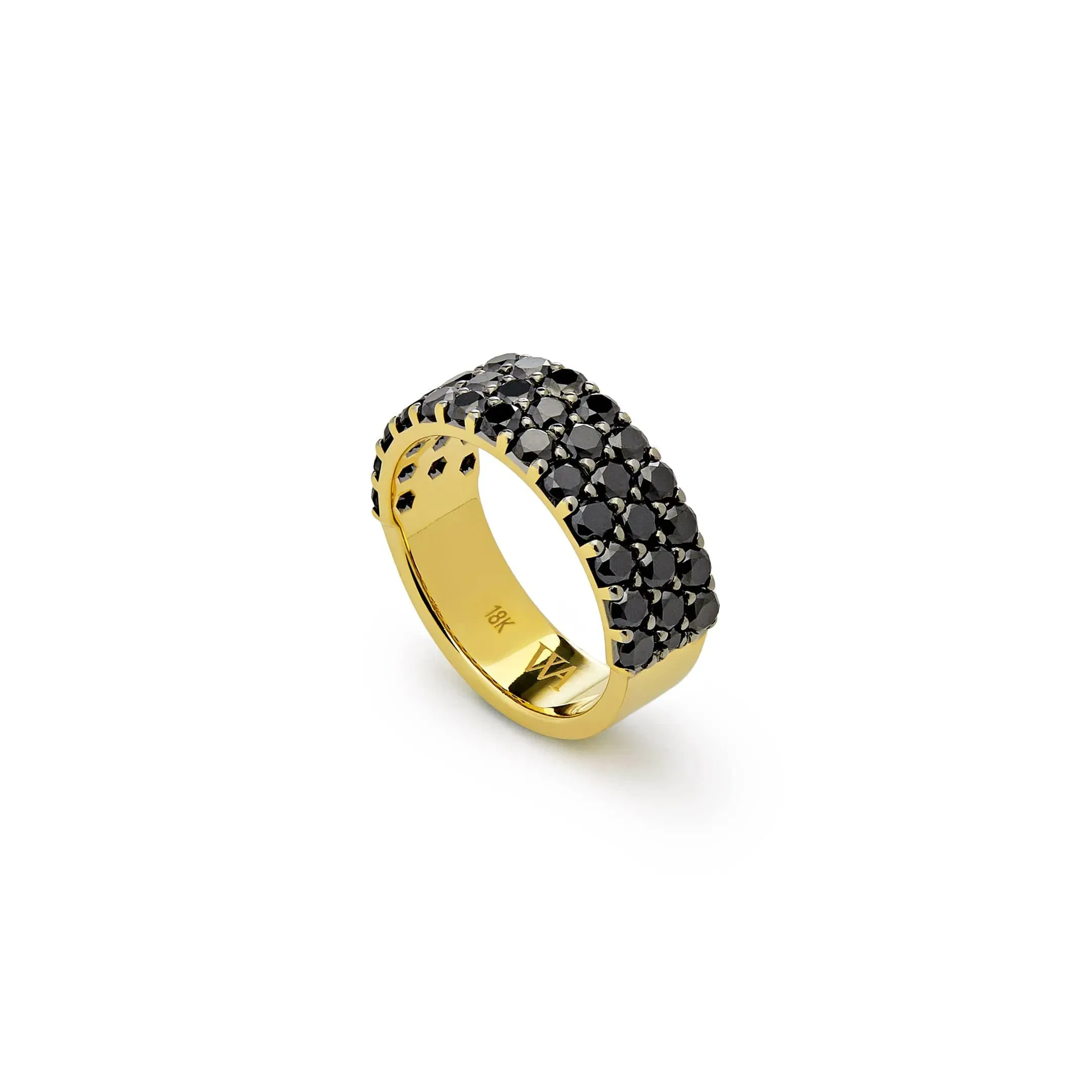 Jewels Aficionado Mens 18k Yellow Gold Ring with Black Diamonds