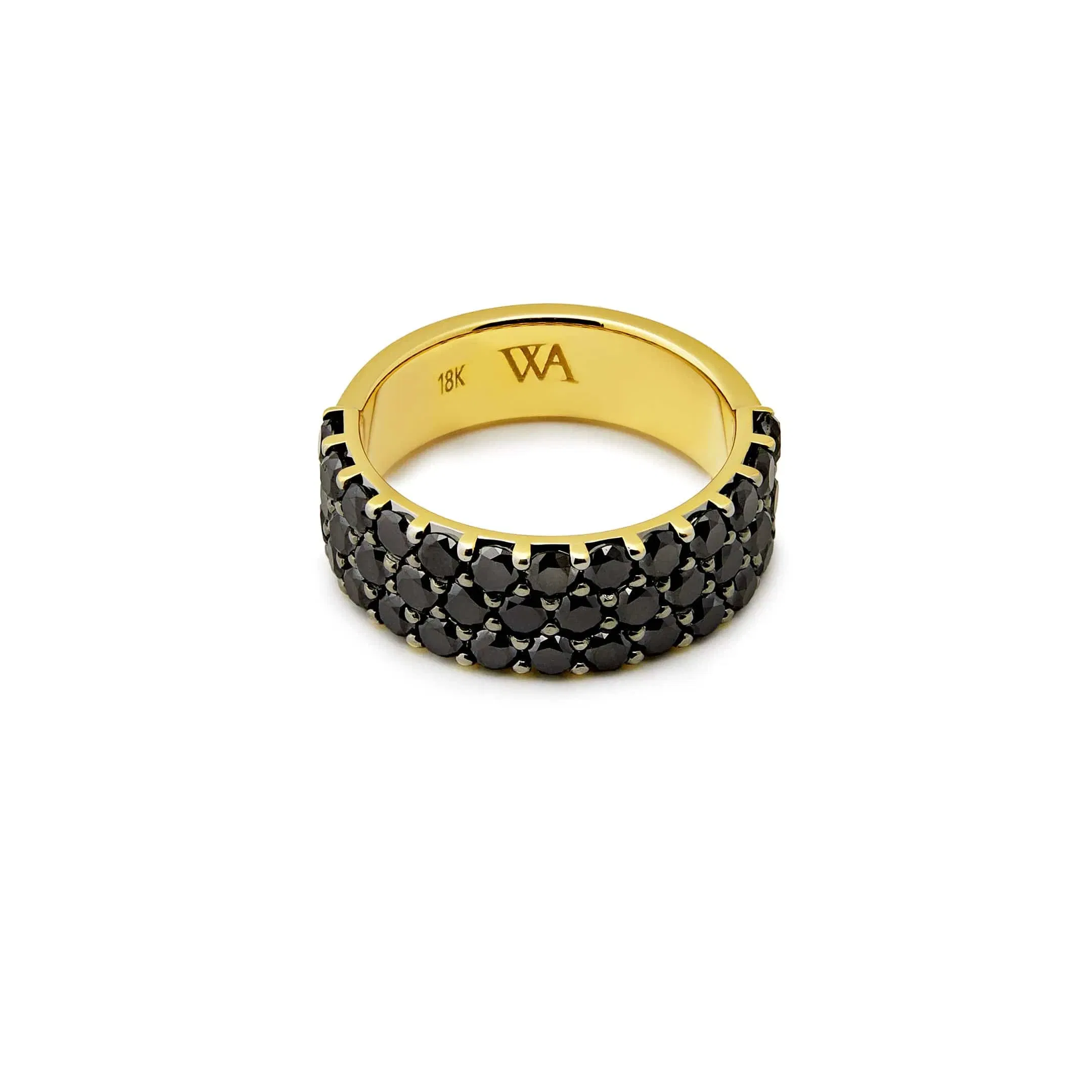 Jewels Aficionado Mens 18k Yellow Gold Ring with Black Diamonds