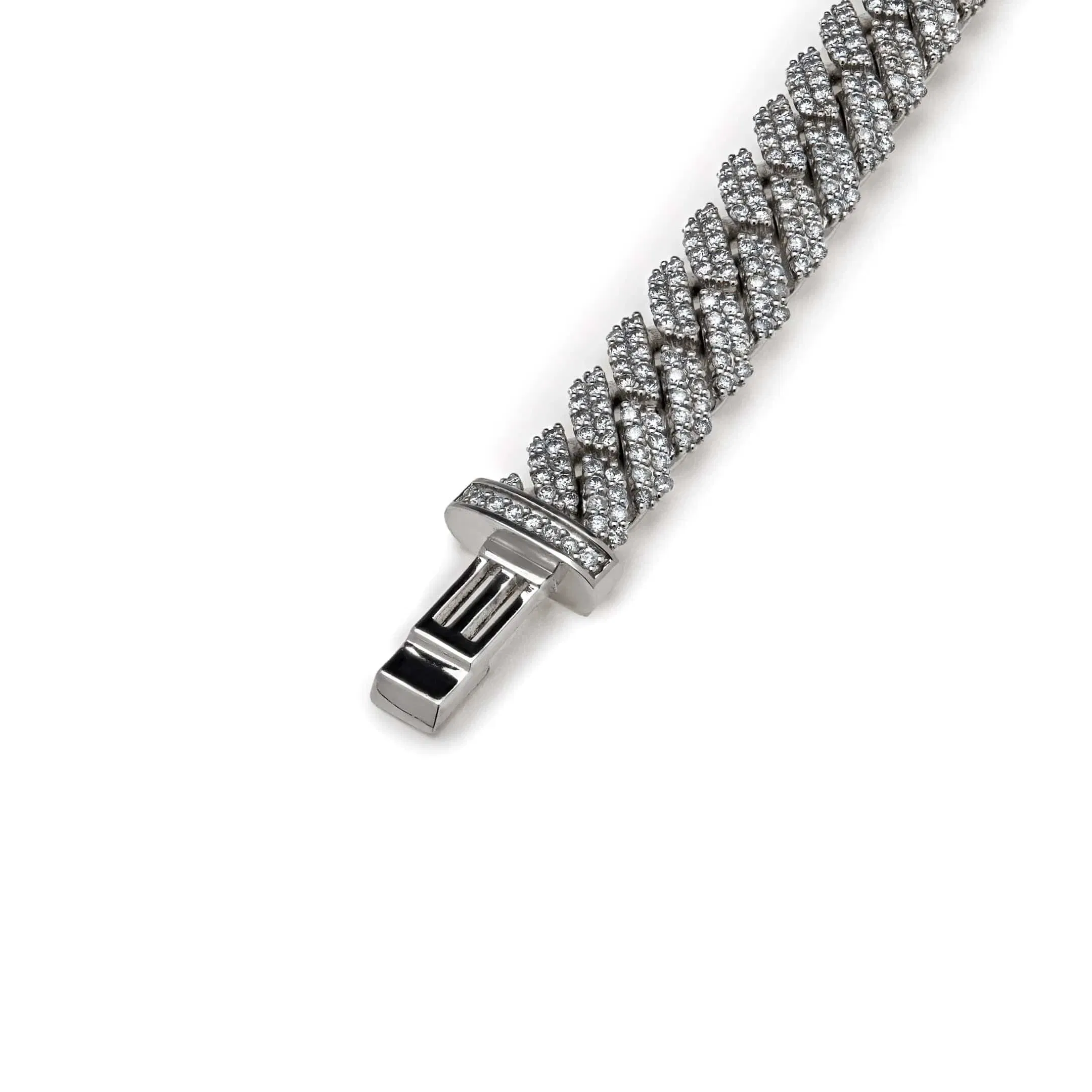 Jewels Aficionado Mens Cuban Link Diamond Chain White Gold Bracelet