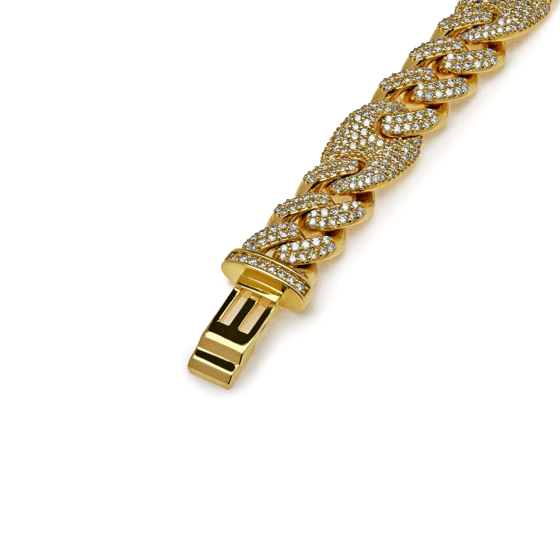Jewels Aficionado Mens Cuban Link and Gucci Link with Pavé Diamond Yellow Gold Necklace