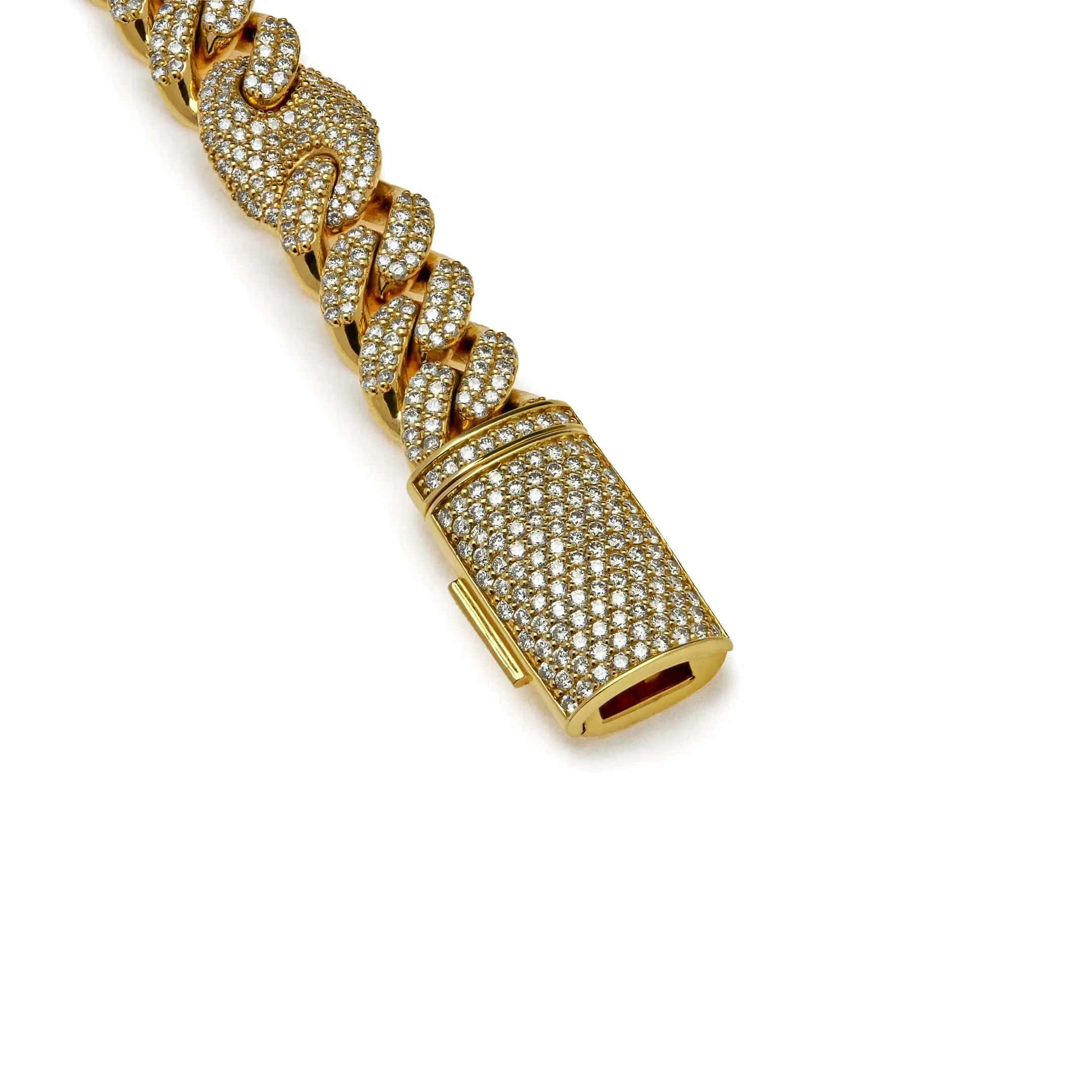 Jewels Aficionado Mens Cuban Link and Gucci Link with Pavé Diamond Yellow Gold Necklace